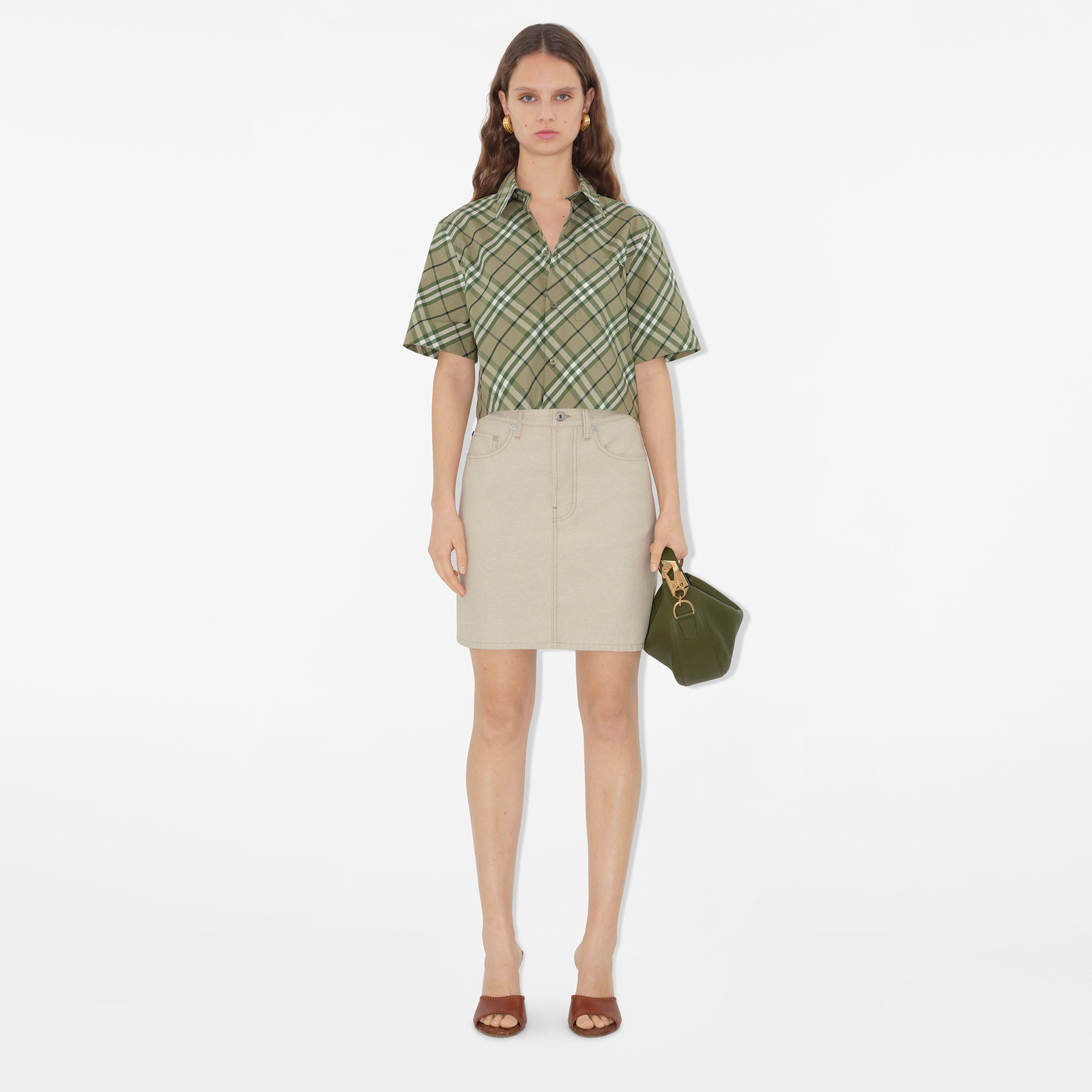 Burberry Gap Cropped Cotton Kadın Yeşil Gömlek