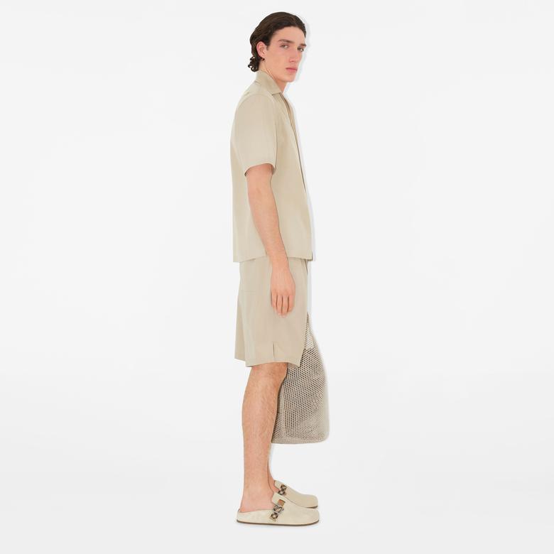 Burberry Sip Relaxed Fit Knot Logo Cotton Erkek Krem Gömlek