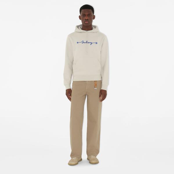 Burberry For Knot Logo Cotton Erkek Beyaz Hoodie