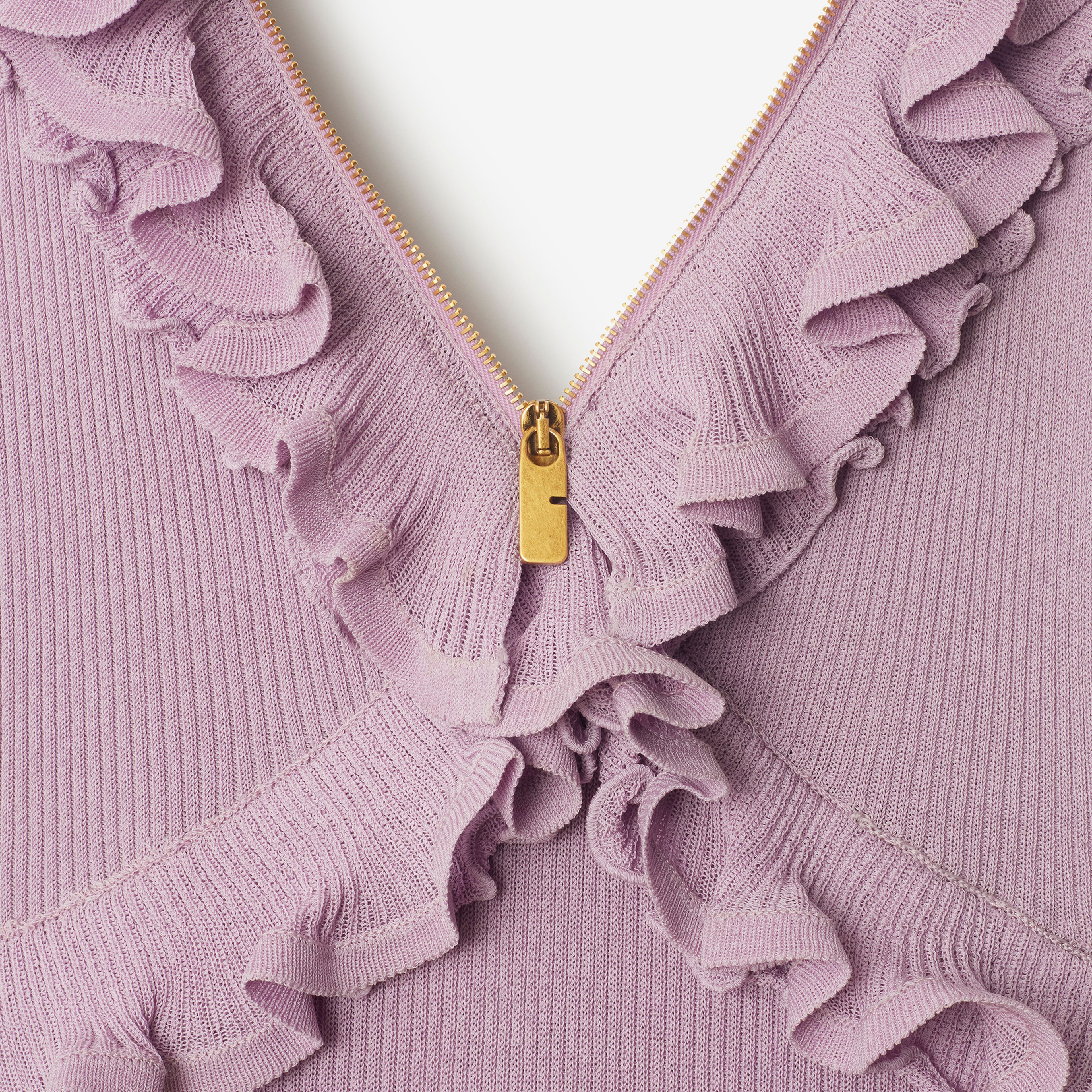 Burberry Pai Ruffled Silk Blend Kadın Mor Elbise