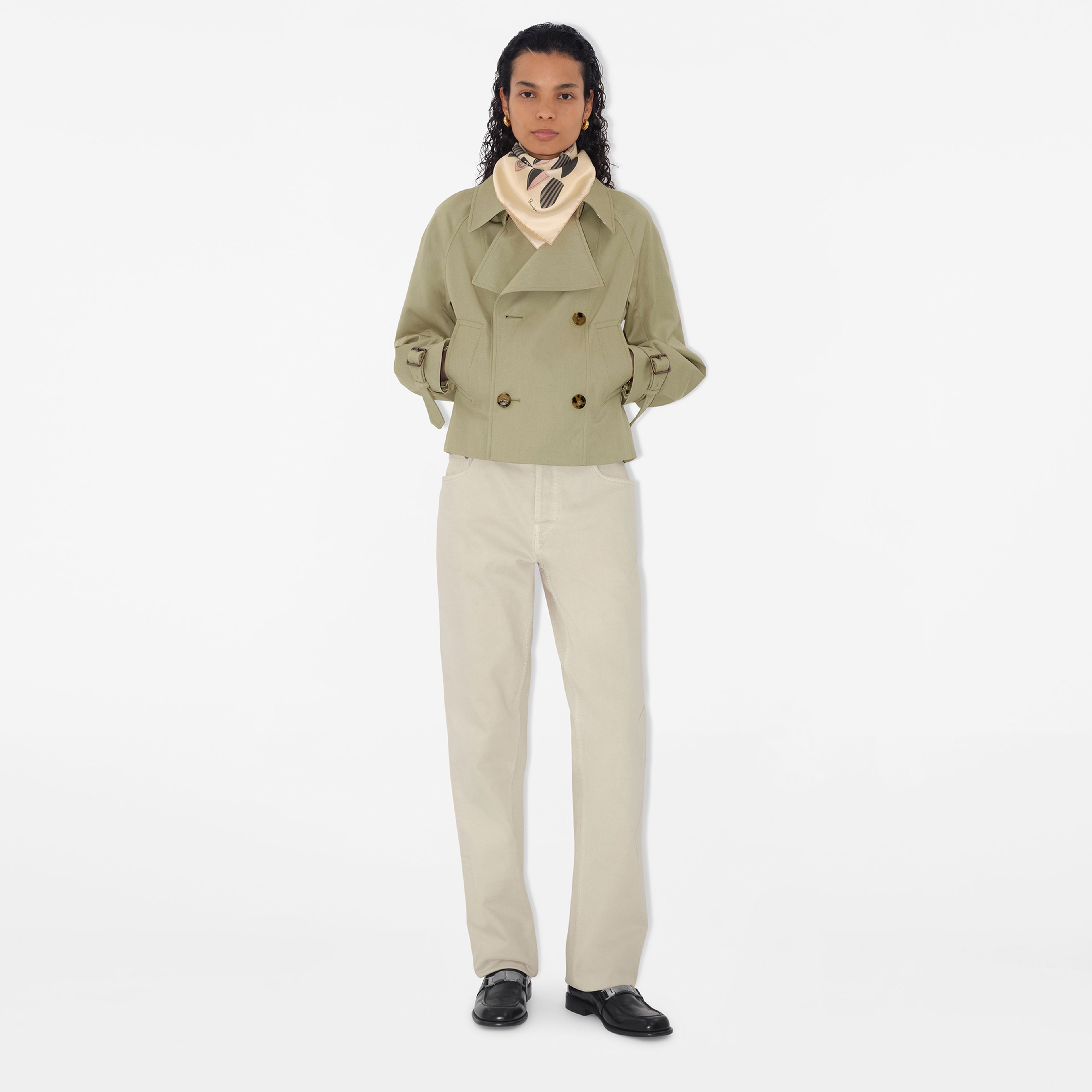 Burberry Collect Geometric Shield Silk Kadın Bej Şal