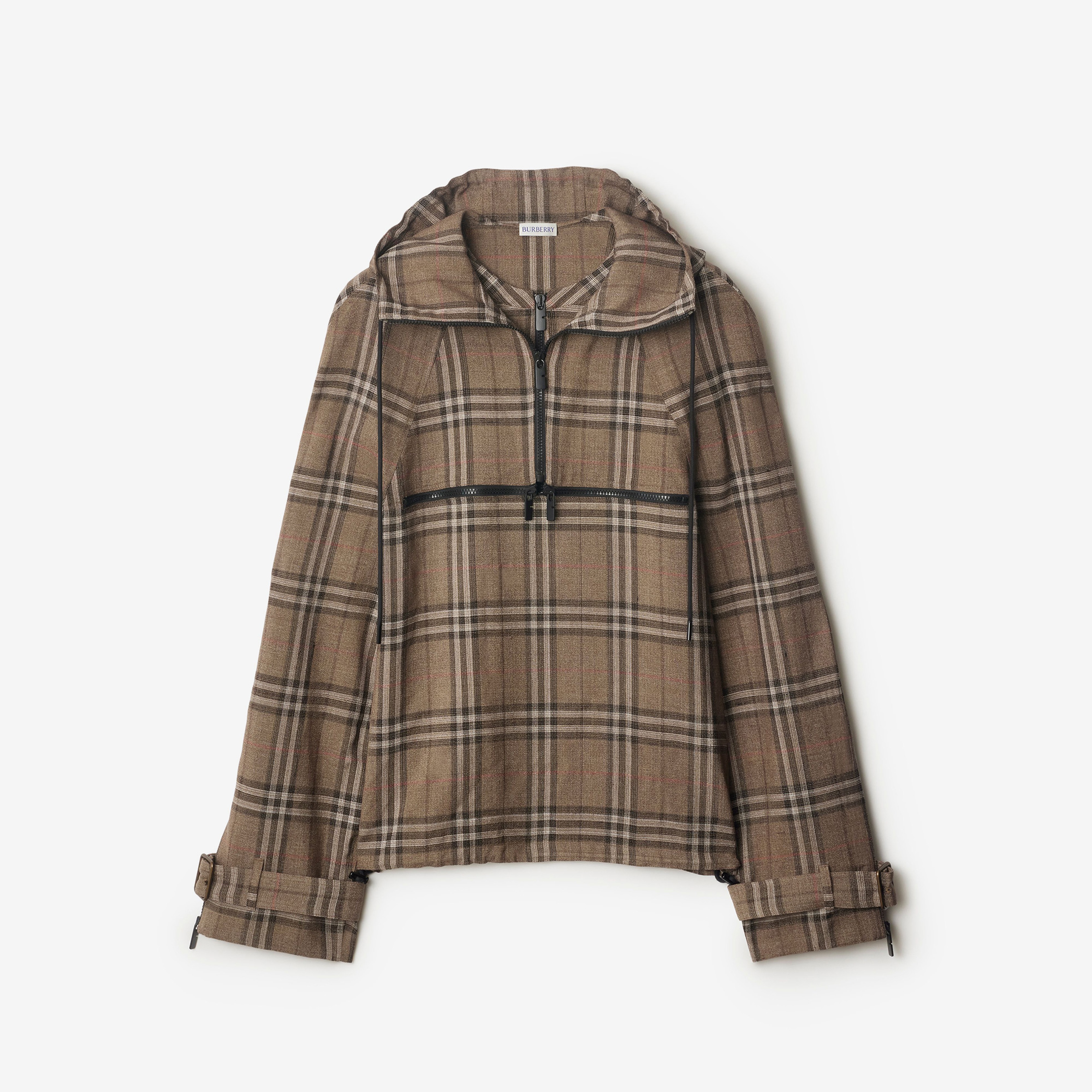 Burberry Giu Silk Blend Half-Zip Erkek Haki Mont