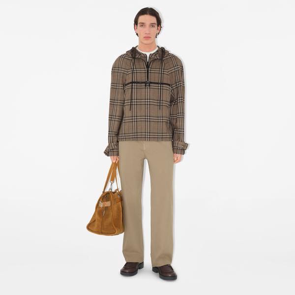 Burberry Giu Silk Blend Half-Zip Erkek Haki Mont