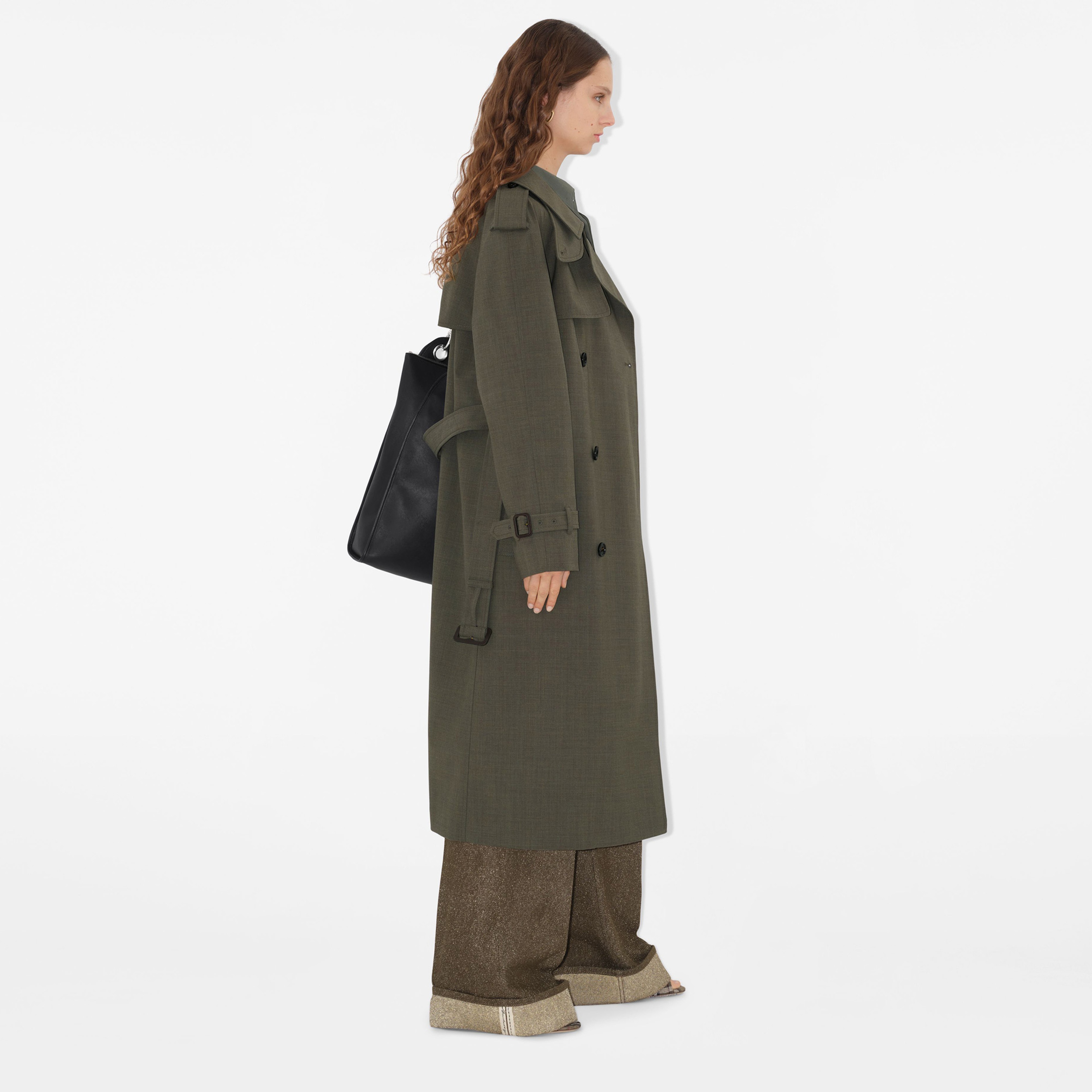 Burberry Giu Long Stretch Wool Kadın Yeşil Trençkot68105292| Occasion