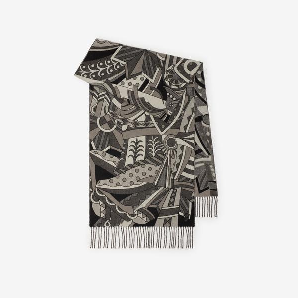 Burberry Carousel Cashmere Kadın Beyaz Atkı