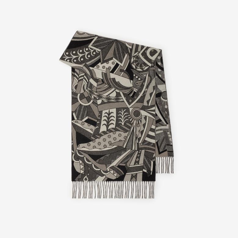 Burberry Carousel Cashmere Kadın Beyaz Atkı