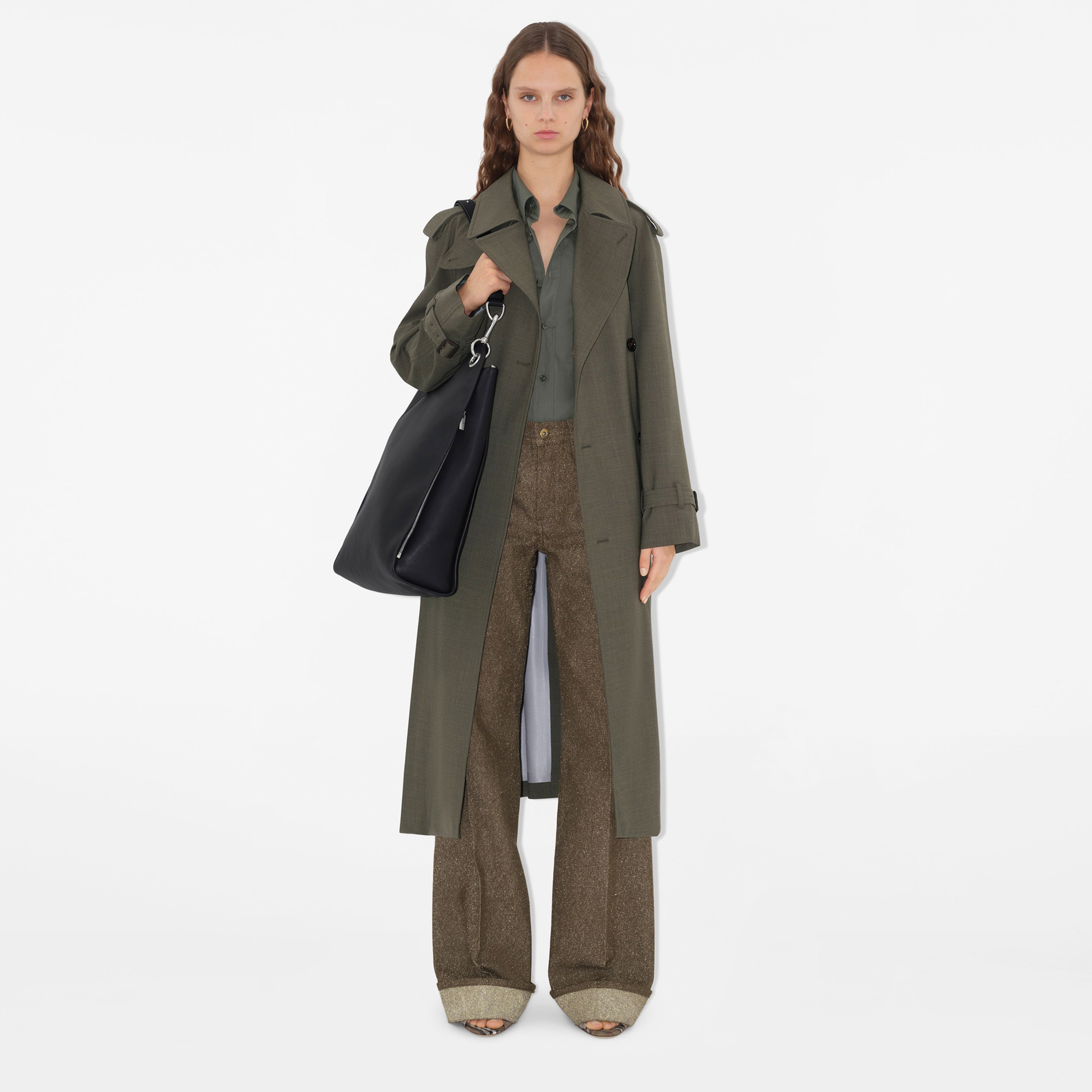 Burberry Giu Long Stretch Wool Kadın Yeşil Trençkot68105292| Occasion