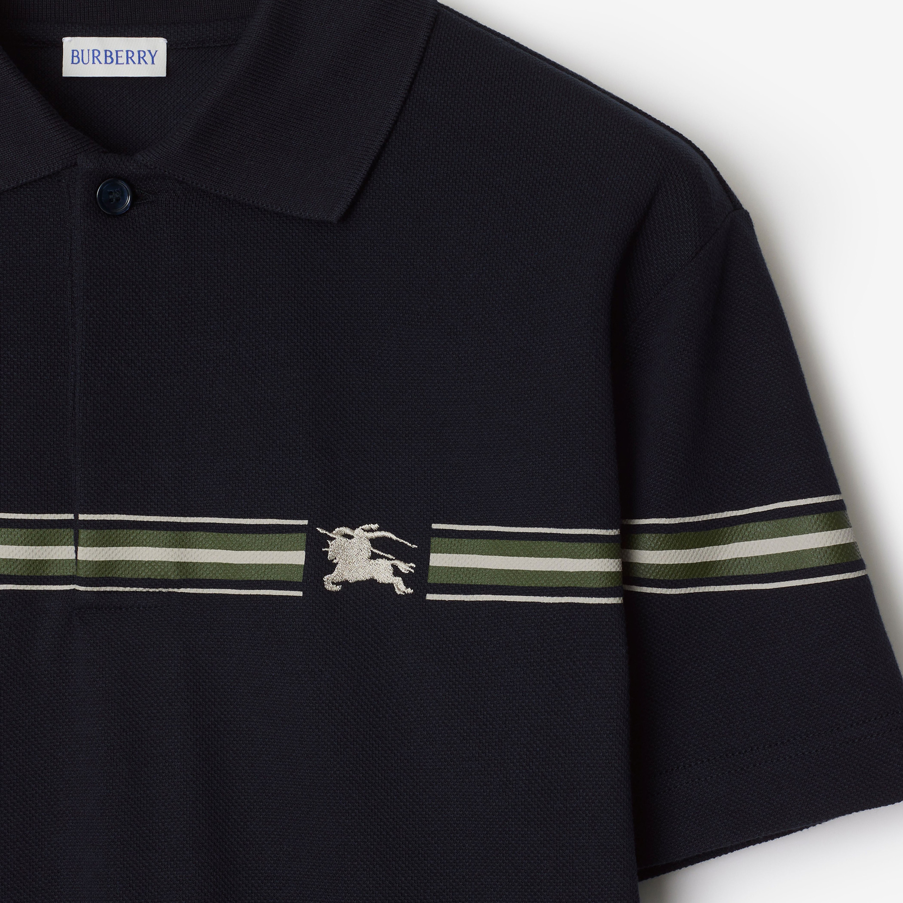 Burberry Sic Striped Cotton Erkek Mavi Polo