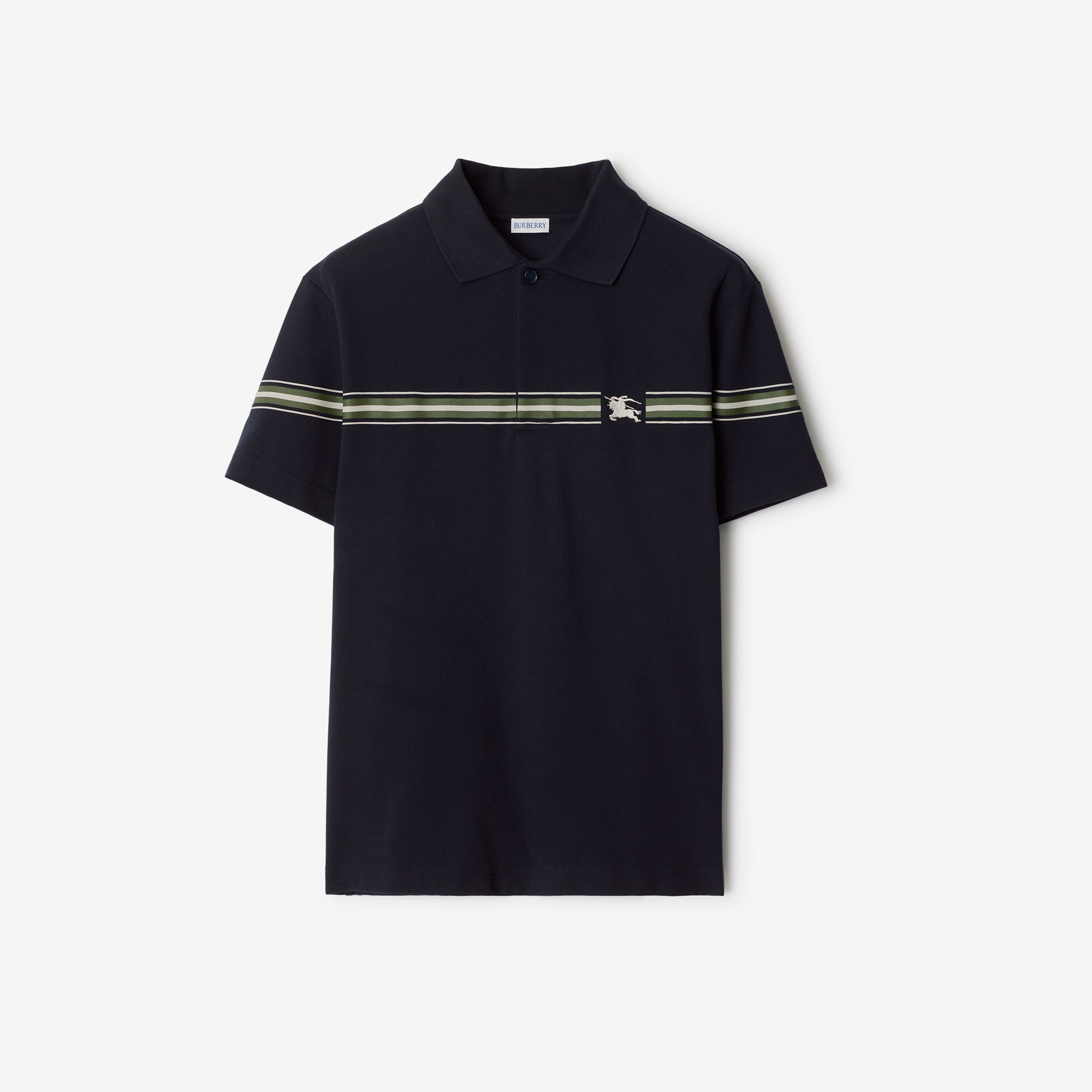 Burberry Sic Striped Cotton Erkek Mavi Polo