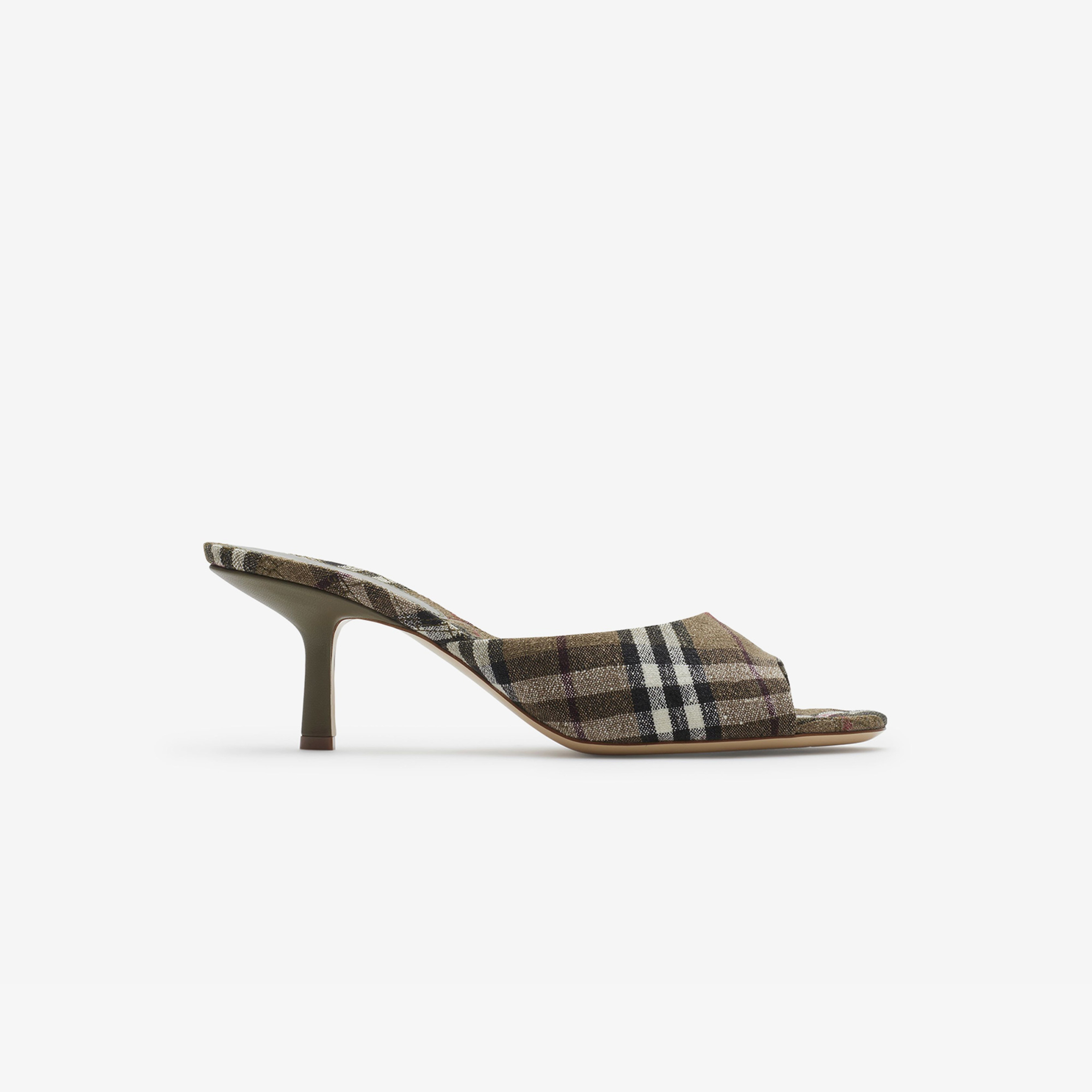 Burberry Linen Blend Mews Low Mules Kadın Haki Topuklu Terlik