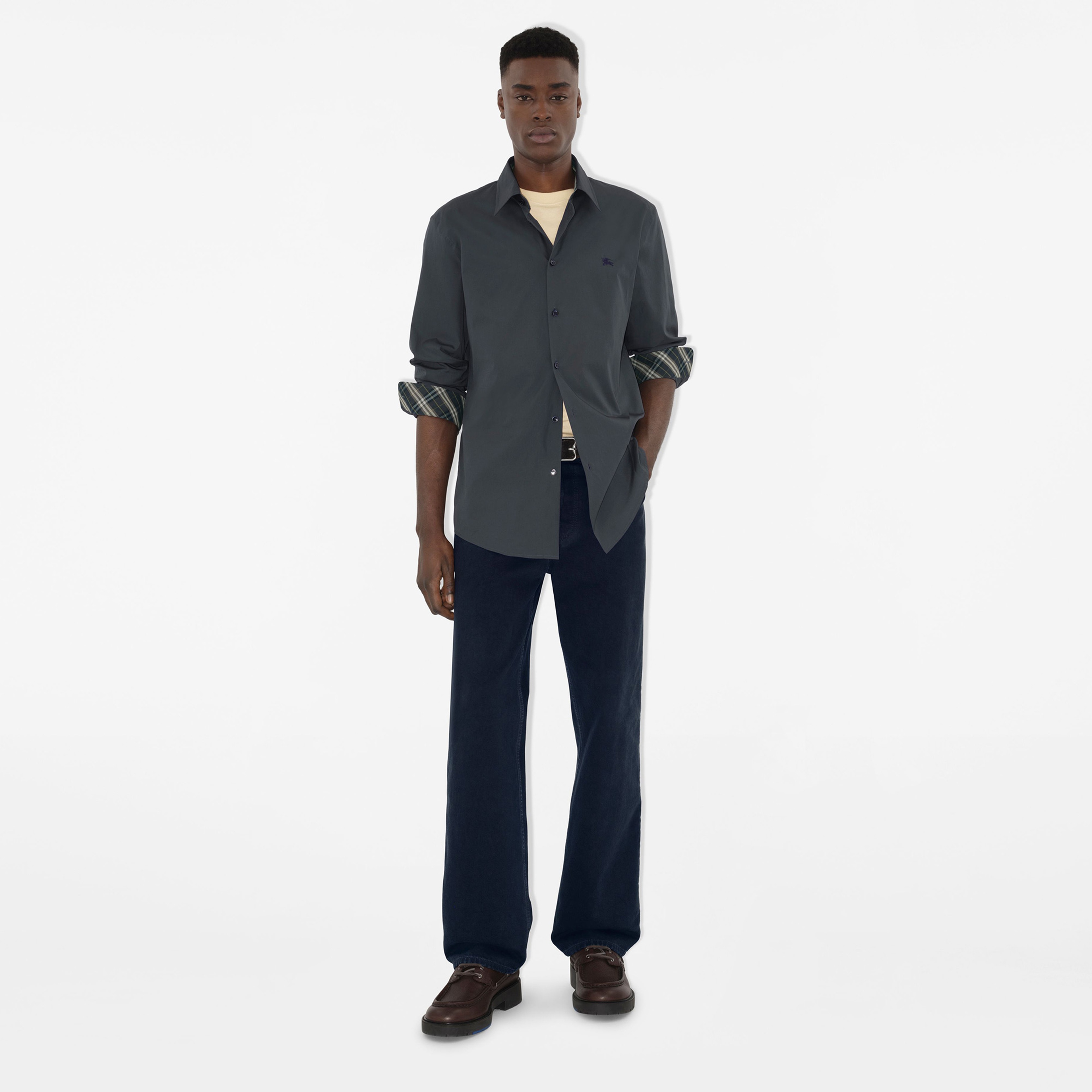 Burberry Ros Slim Fit Cotton Erkek Mavi Gömlek