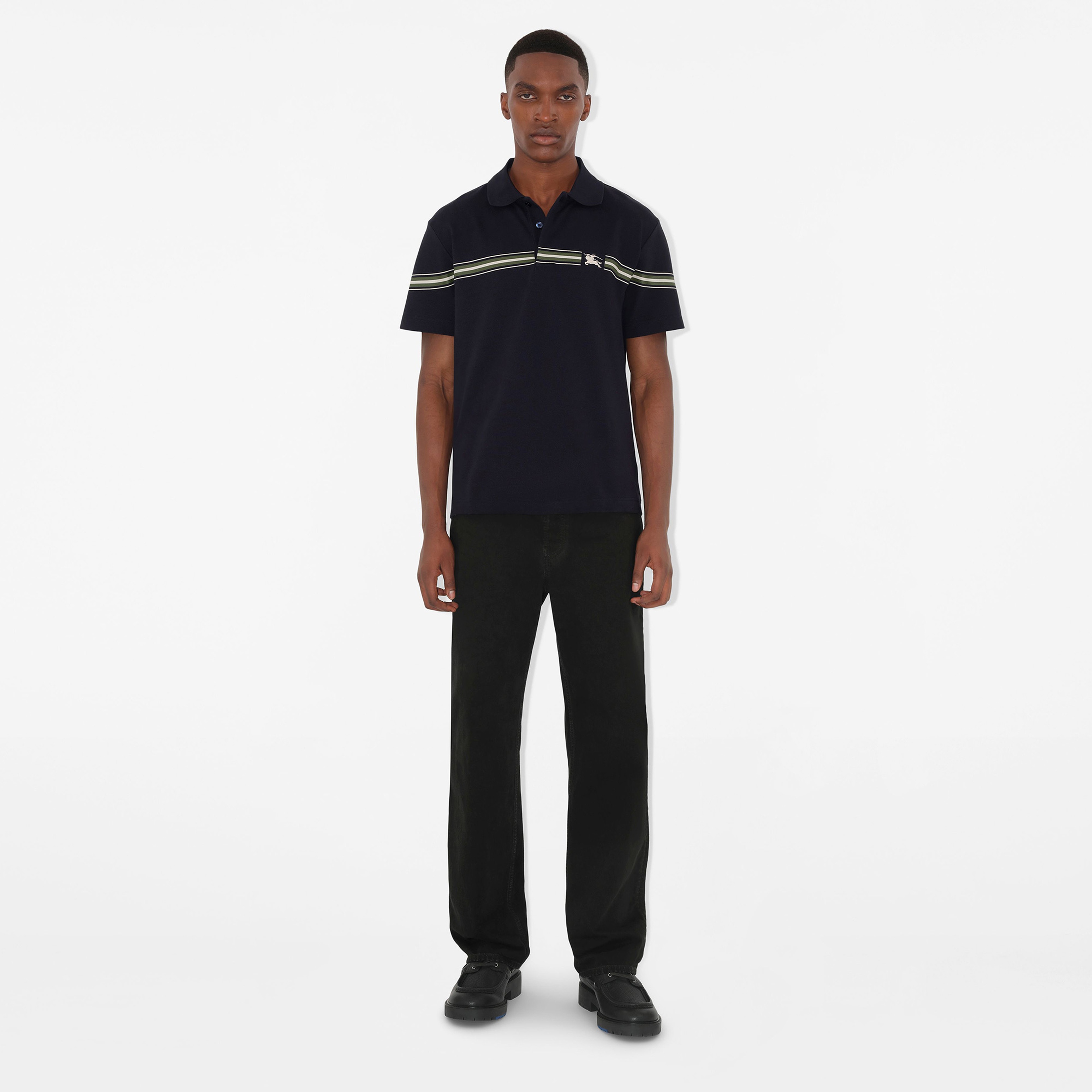 Burberry Sic Striped Cotton Erkek Mavi Polo