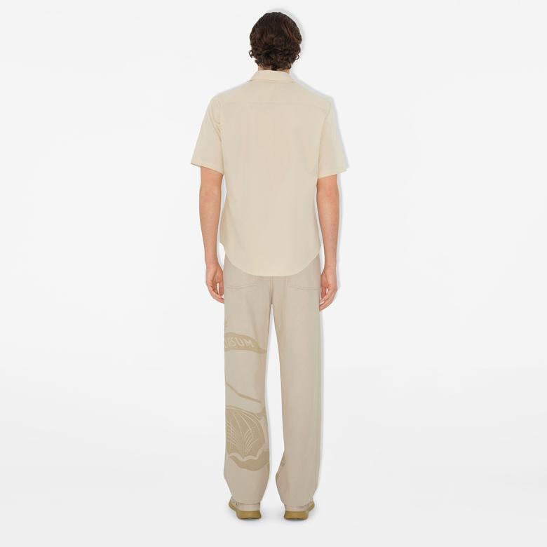 Burberry Ros Slim Fit Cotton Erkek Krem Gömlek