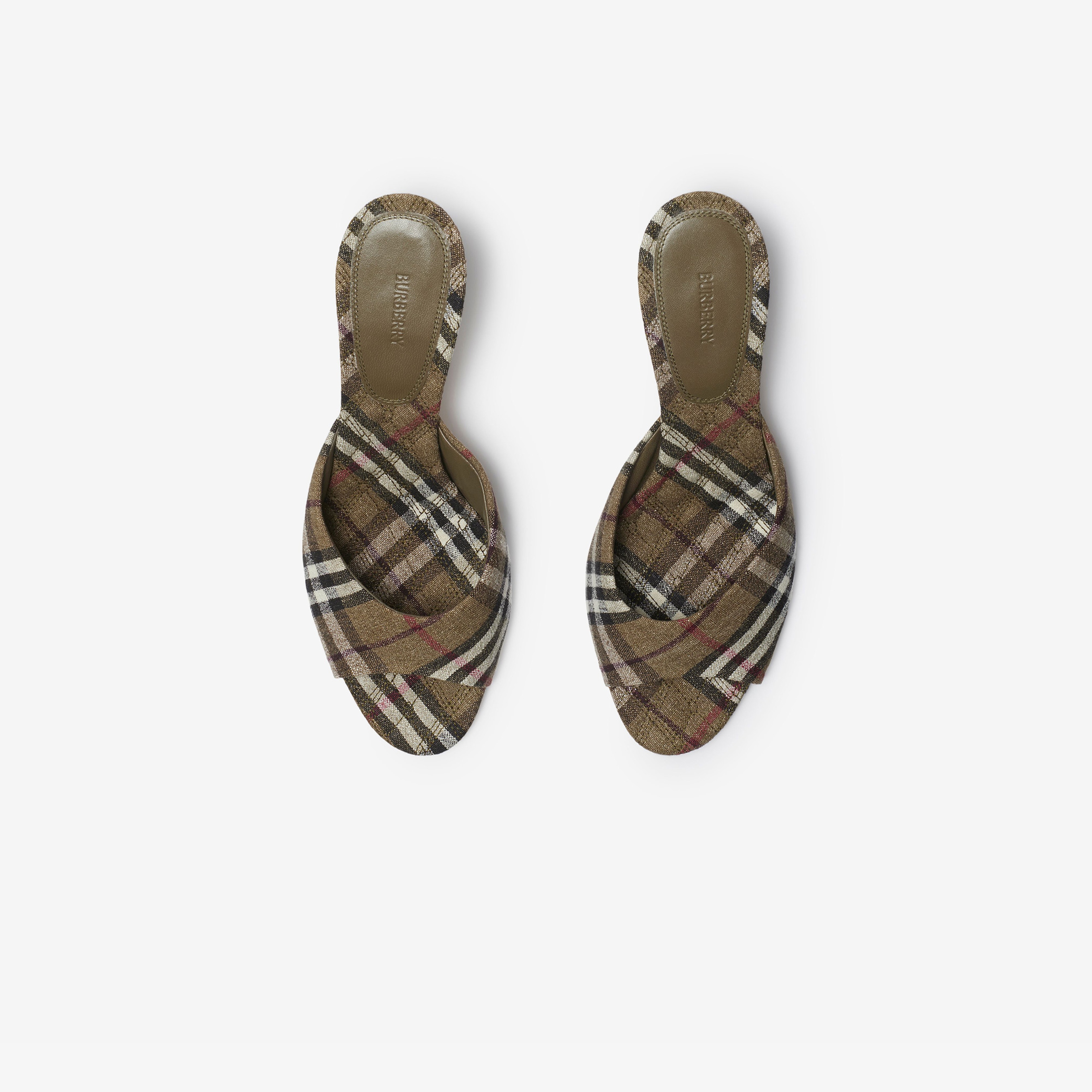 Burberry Linen Blend Mews Low Mules Kadın Haki Topuklu Terlik