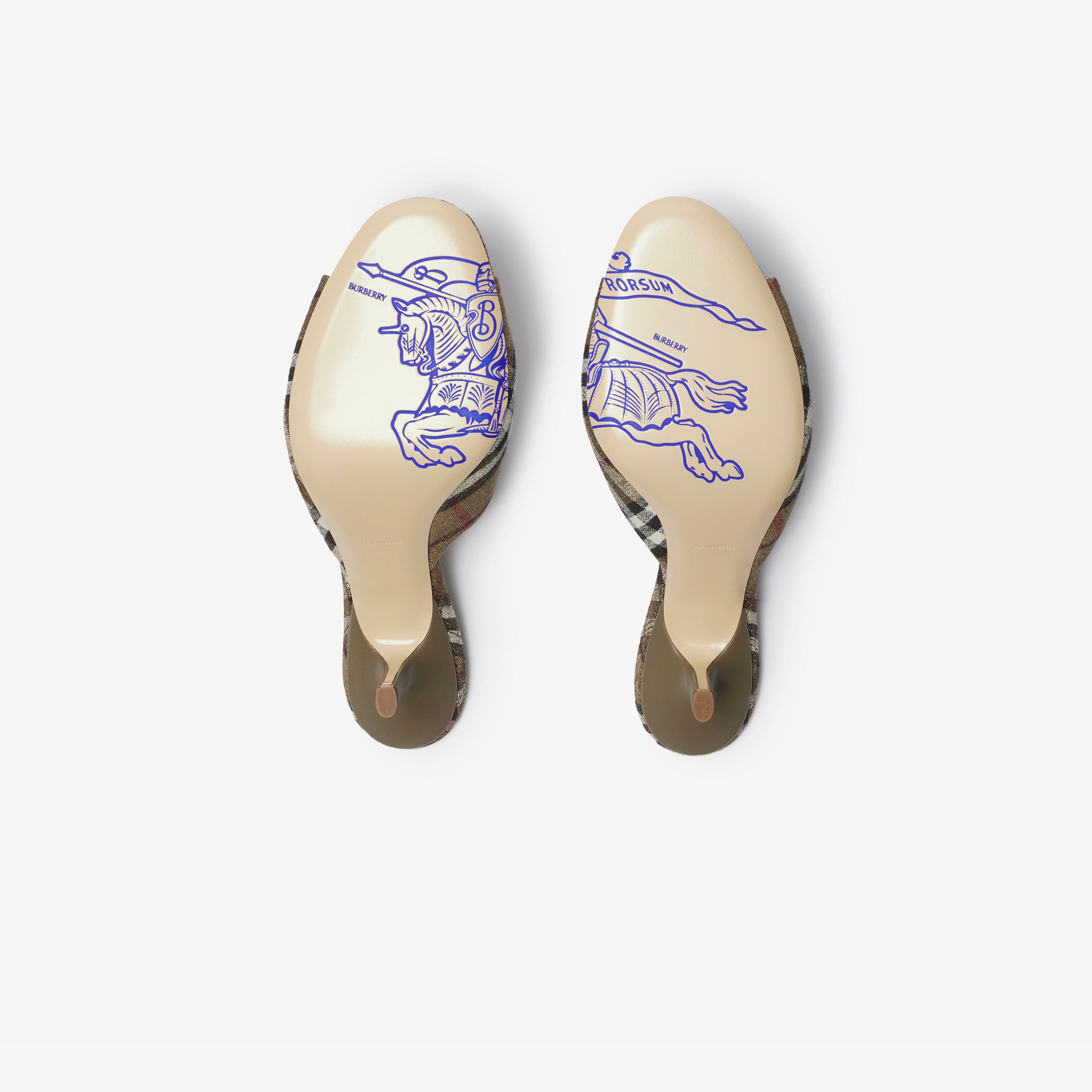 Burberry Linen Blend Mews Low Mules Kadın Haki Topuklu Terlik