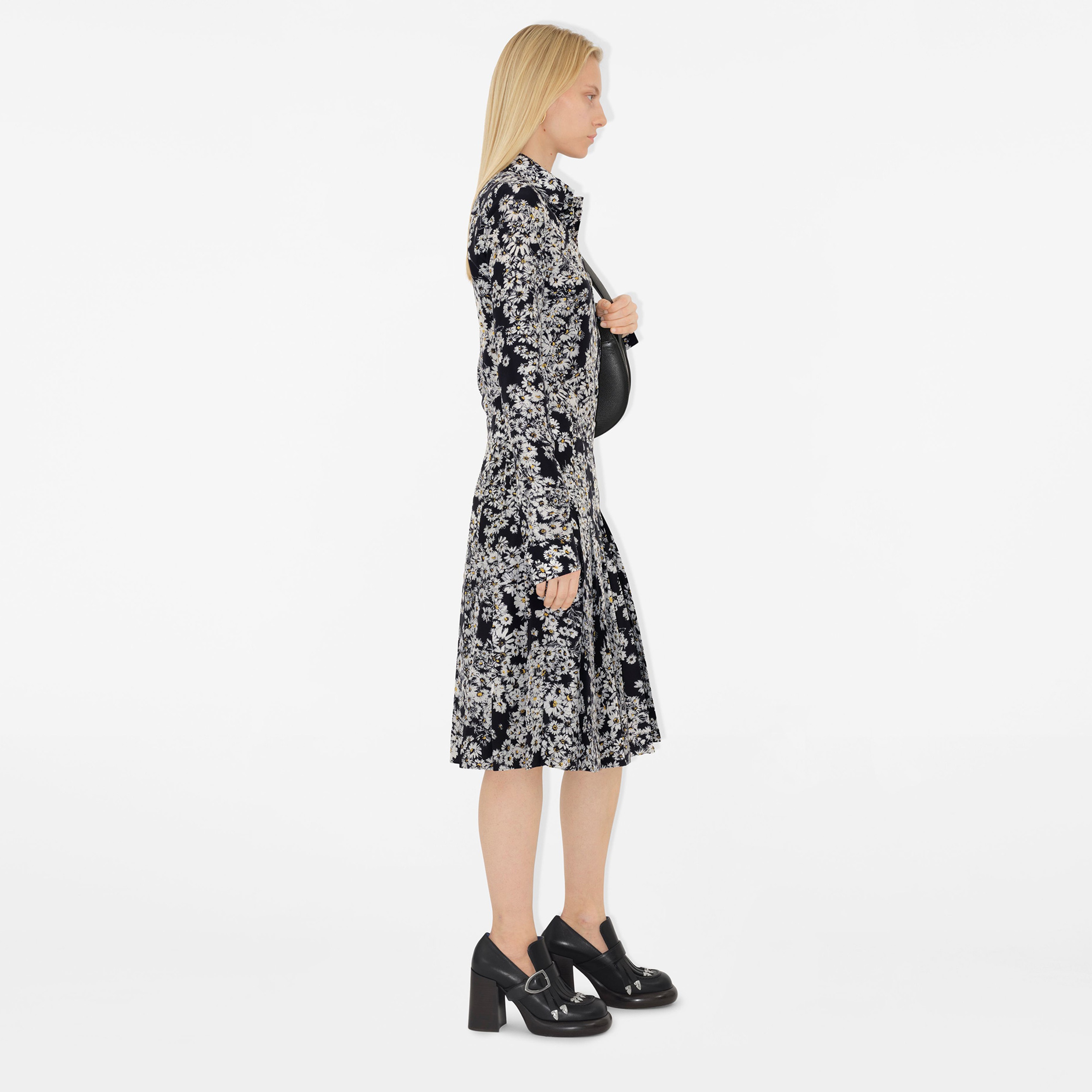 Burberry Ros Regular Fit Daisy Silk Kadın Siyah Gömlek