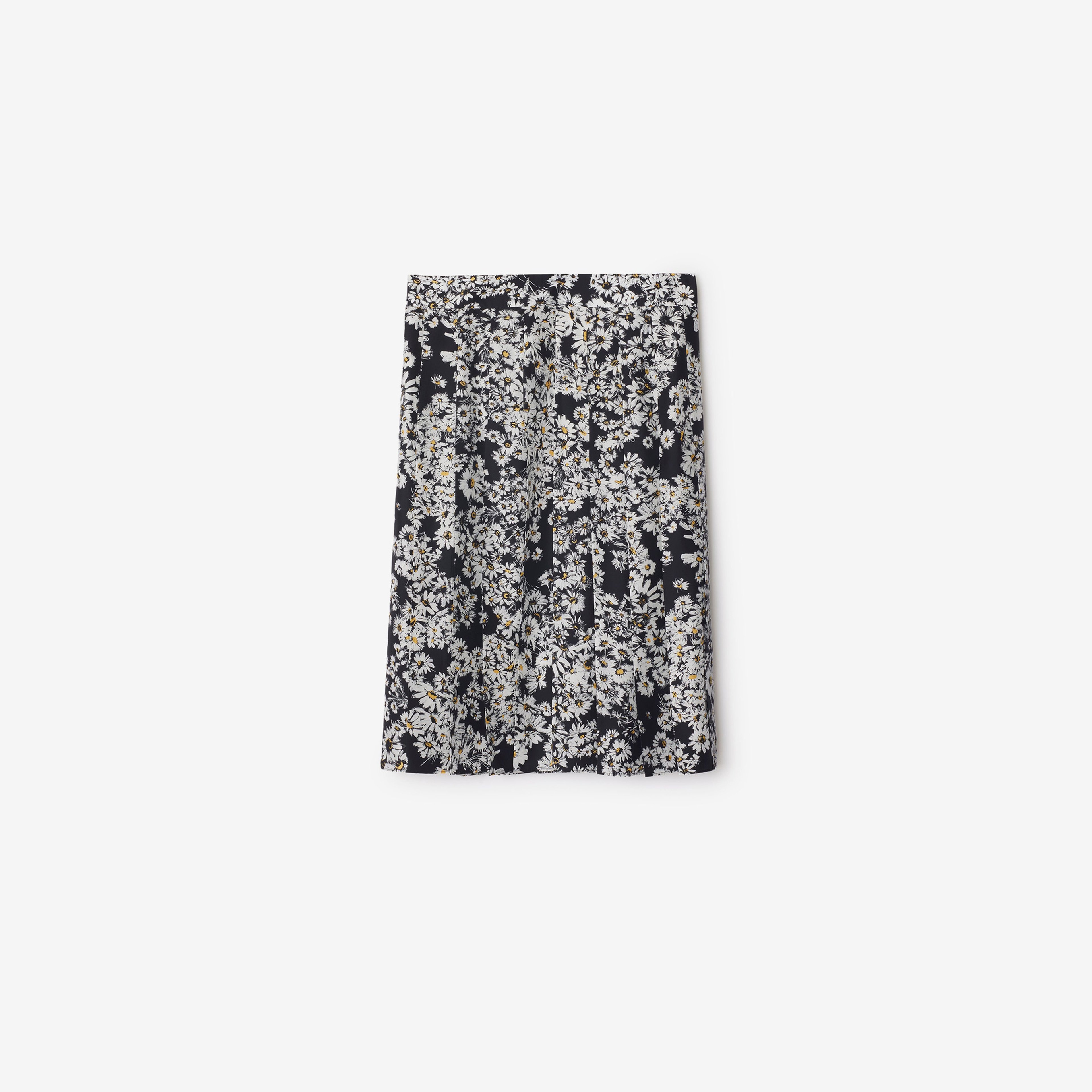 Burberry Gil Pleated Daisy Silk Kadın Siyah Etek