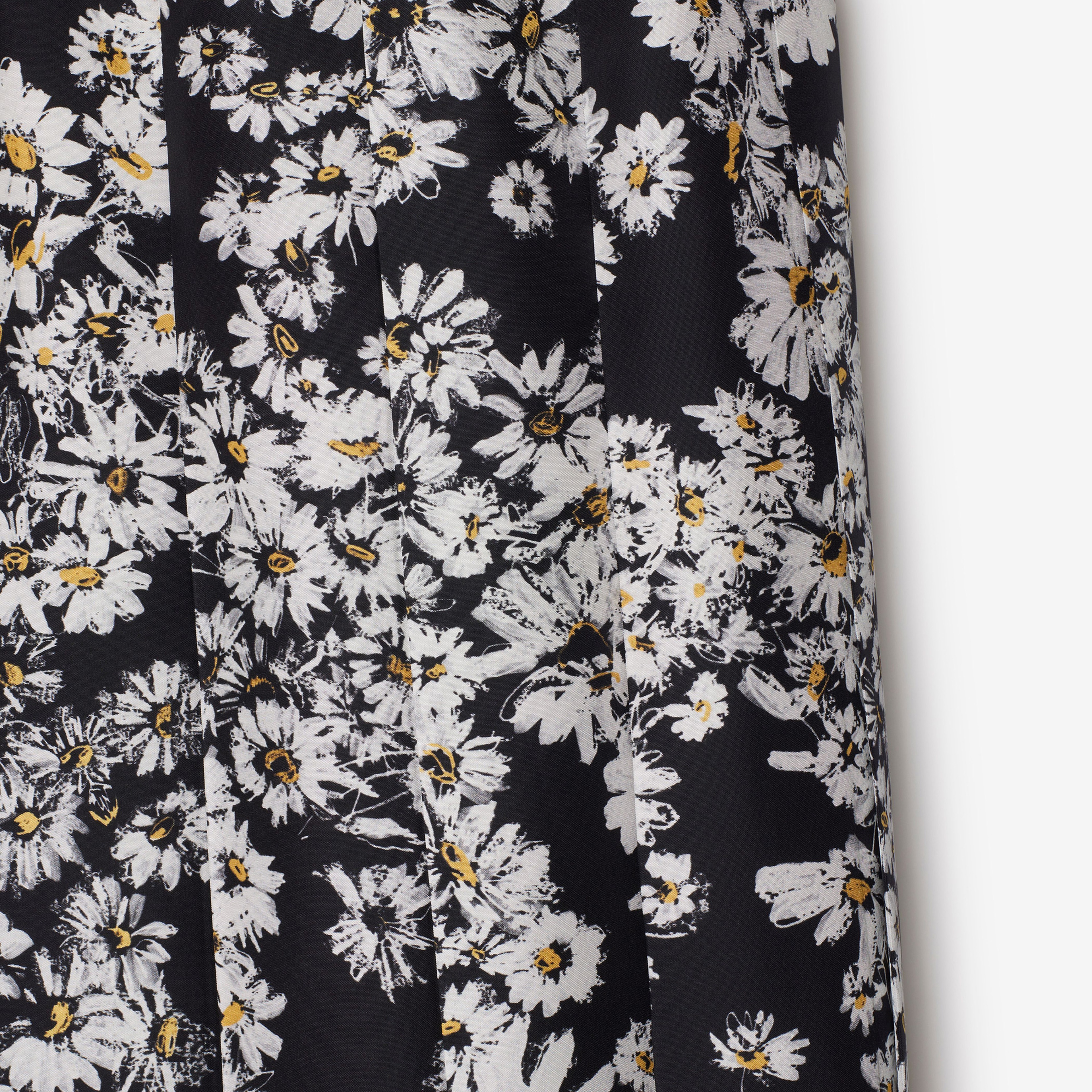 Burberry Gil Pleated Daisy Silk Kadın Siyah Etek