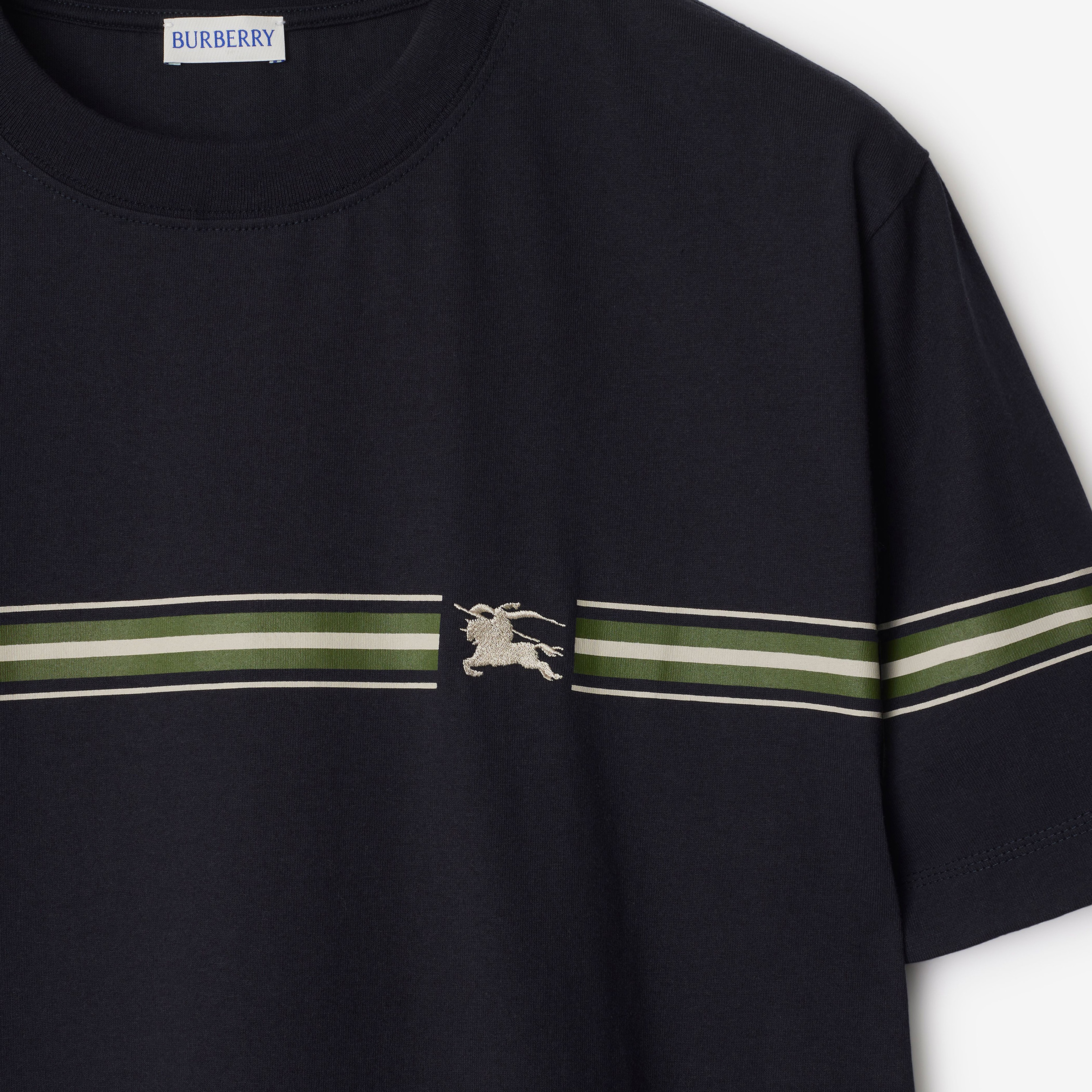 Burberry Sic Striped Cotton Erkek Mavi T-Shirt