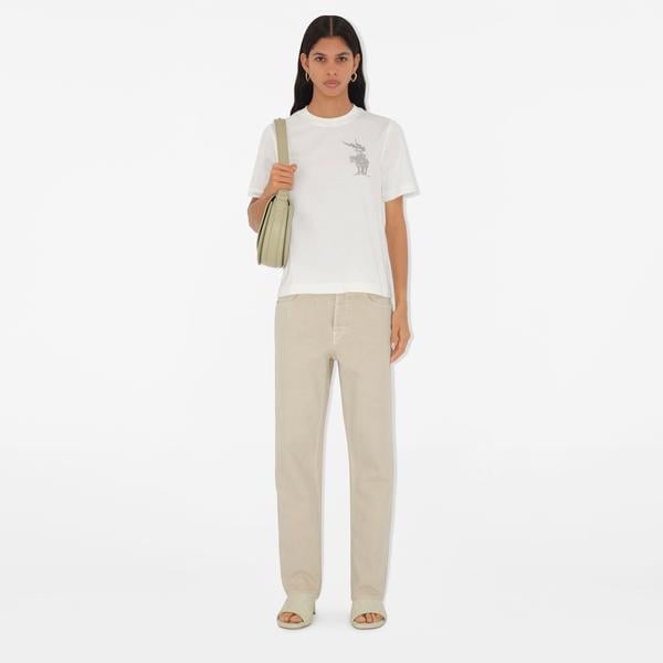 Burberry Sic Cotton Kadın Beyaz T-Shirt