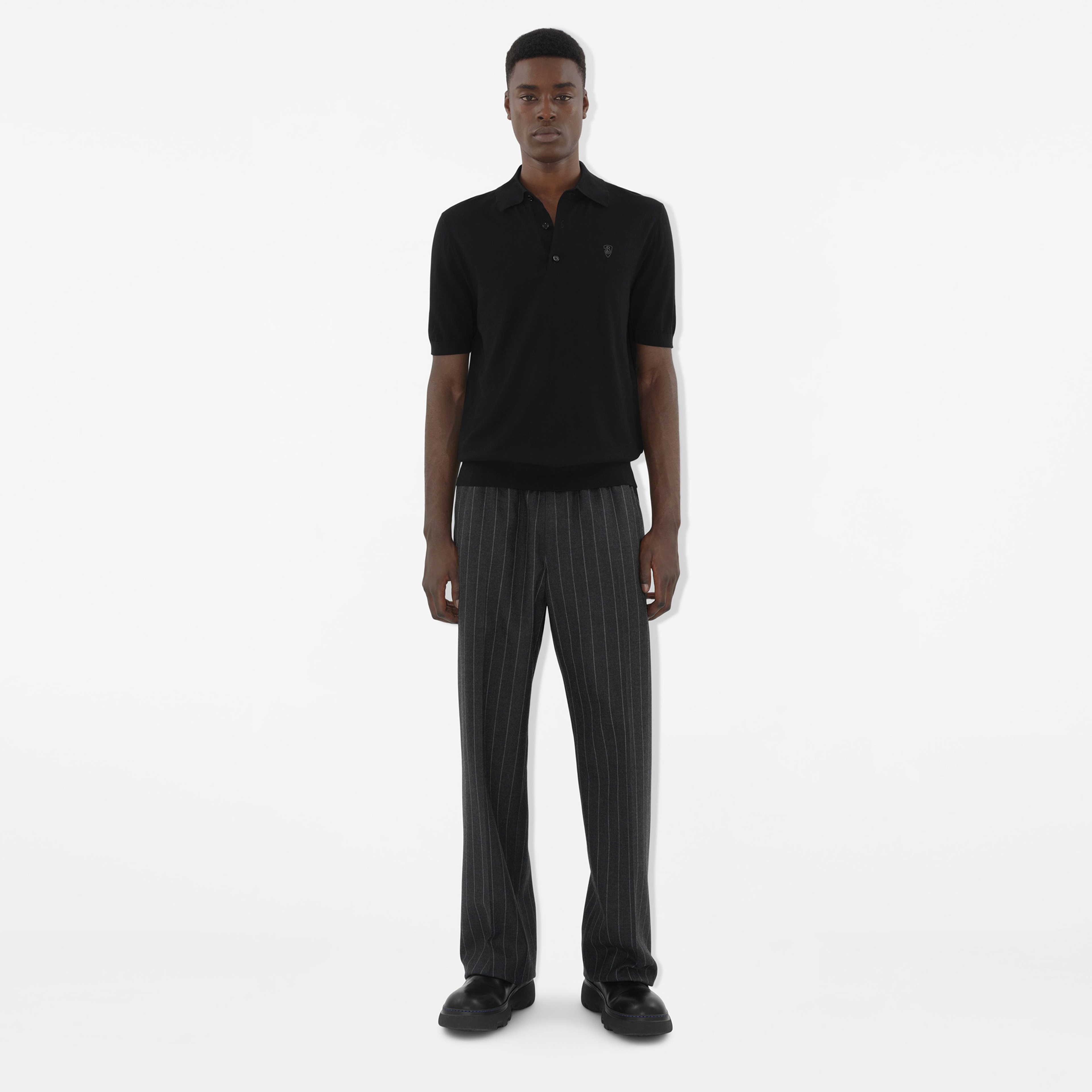 Burberry Pai Wool Erkek Siyah Polo