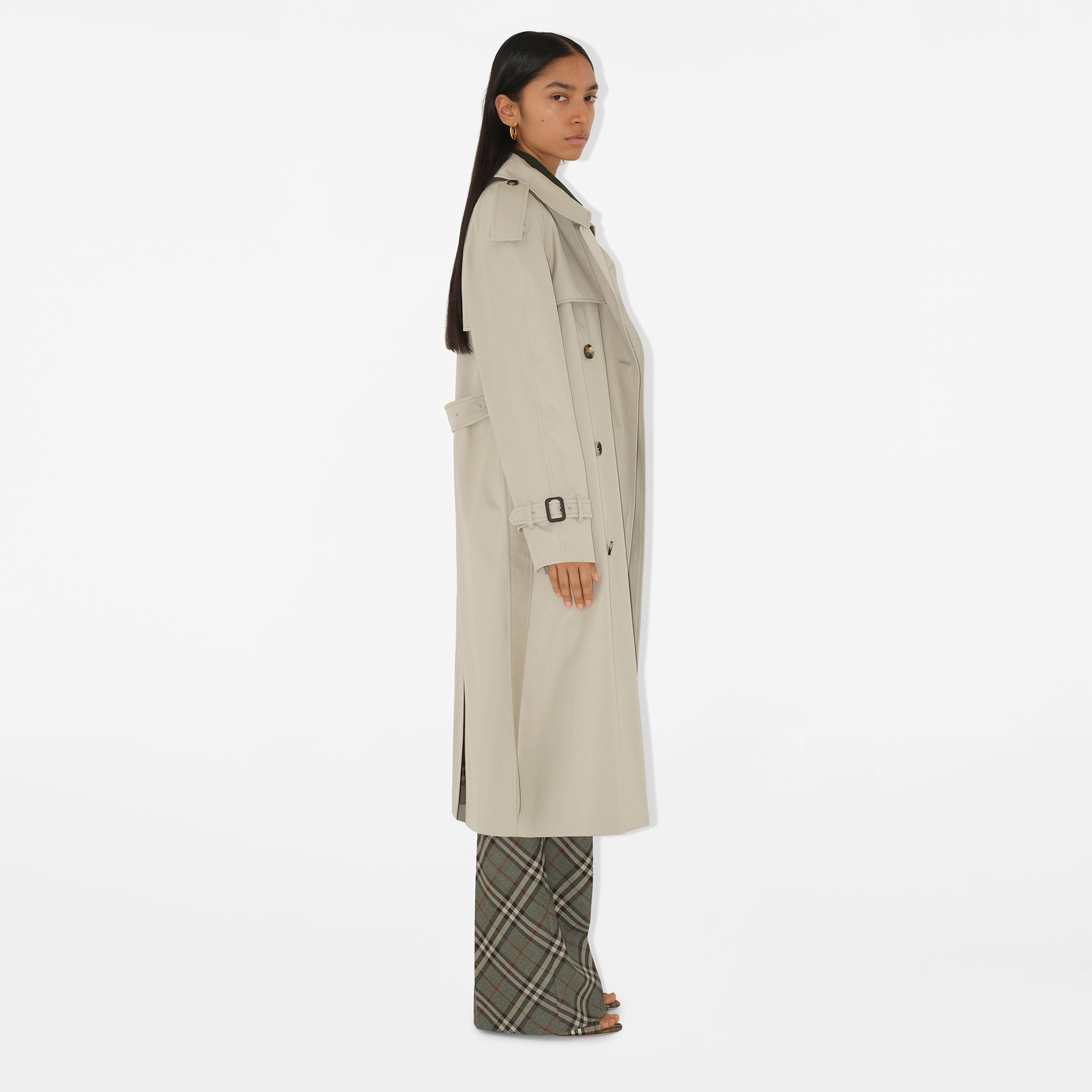 Burberry Cas Long Castleford Kadın Krem Trençkot
