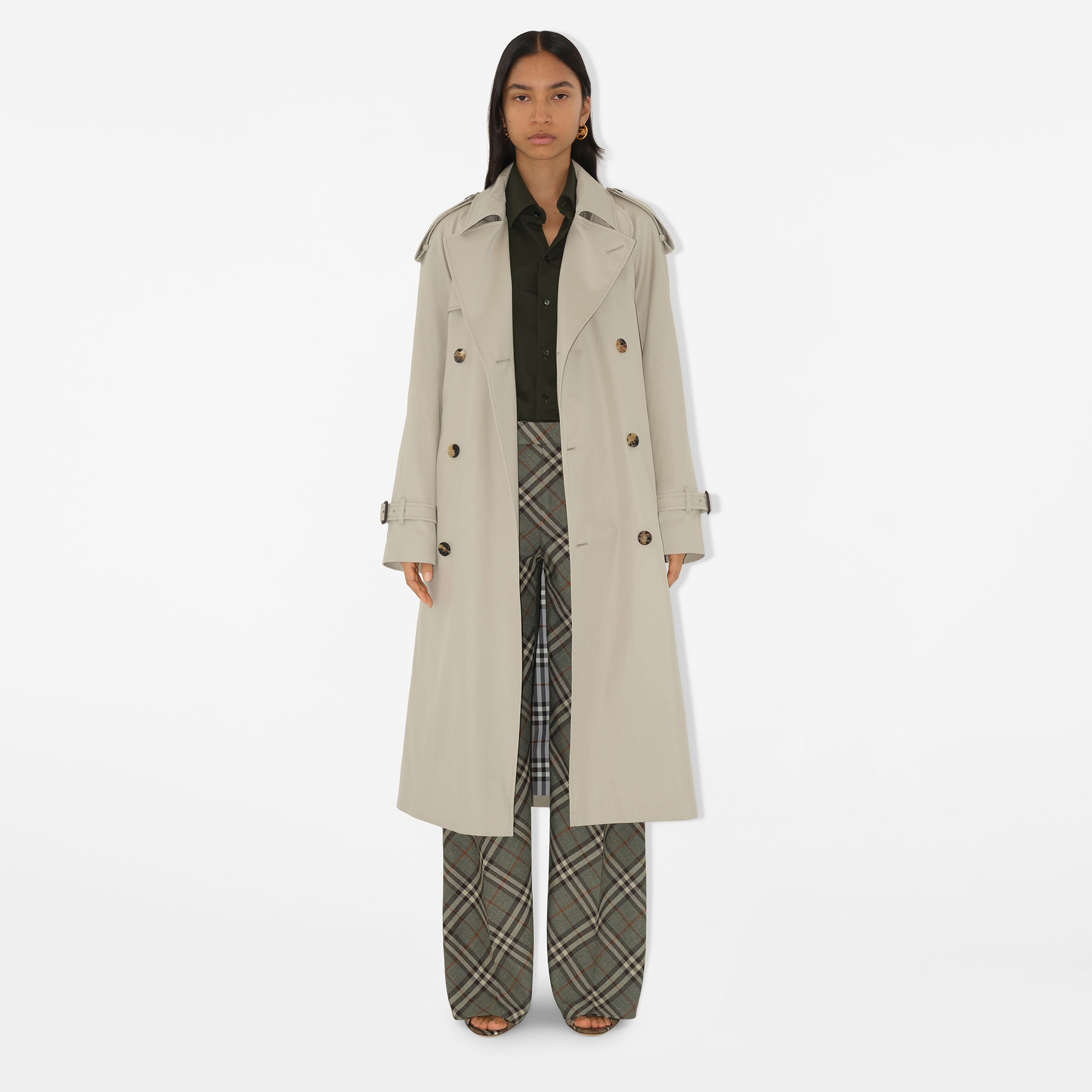 Burberry Cas Long Castleford Kadın Krem Trençkot