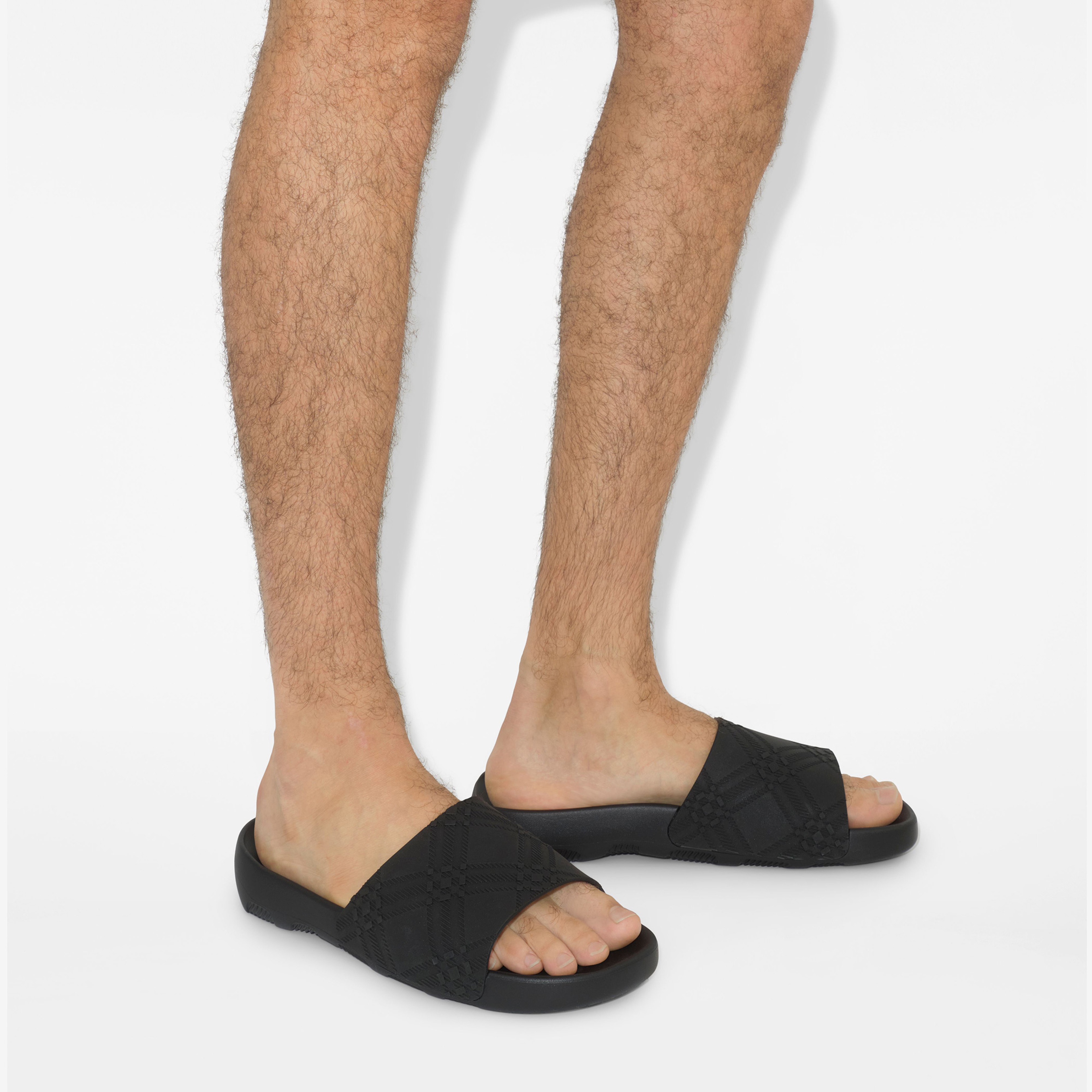 Burberry Embossed Dive Slides Erkek Siyah Terlik