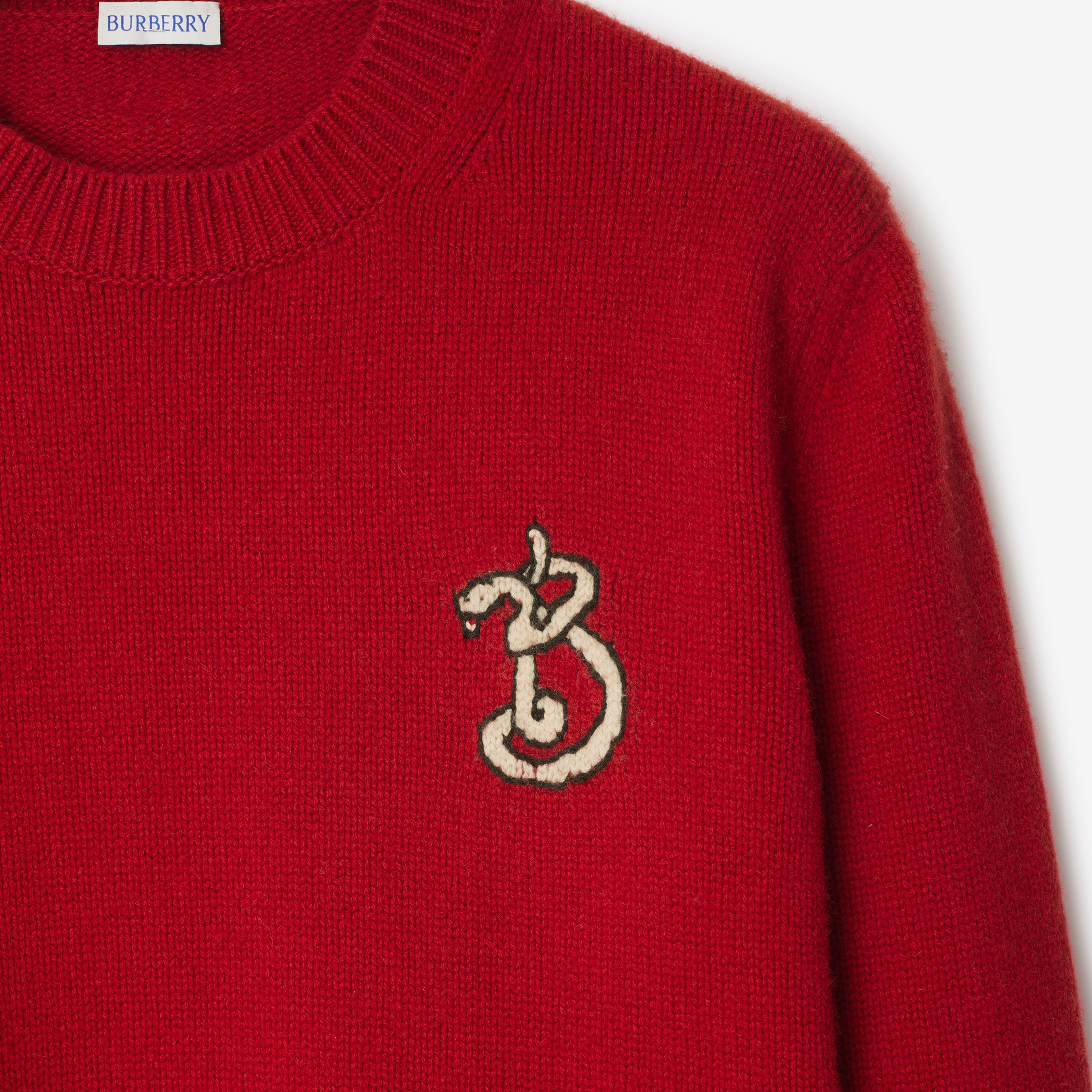 Burberry Lny Pai Snake Wool Cashmere Erkek Kırmızı Triko