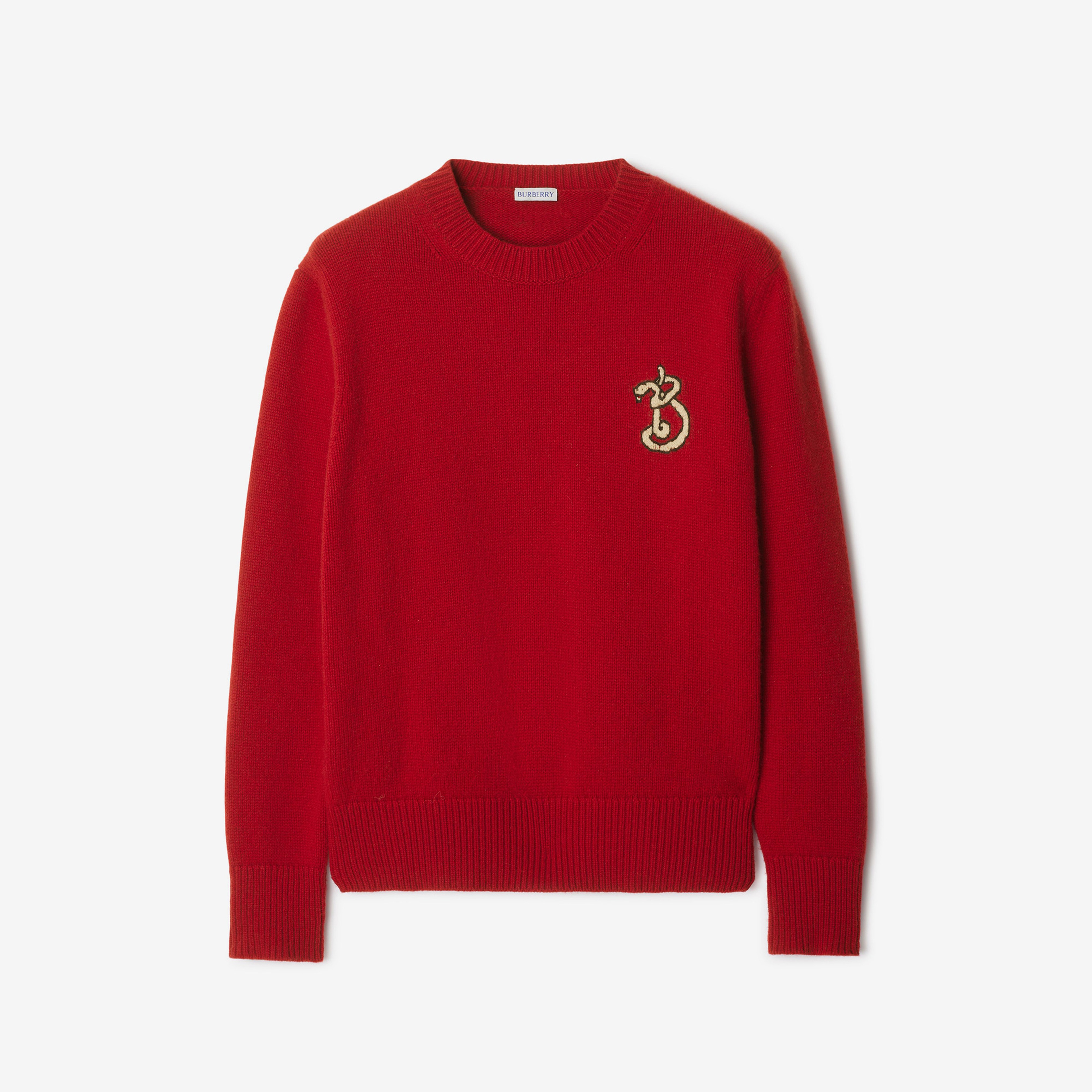 Burberry Lny Pai Snake Wool Cashmere Erkek Kırmızı Triko