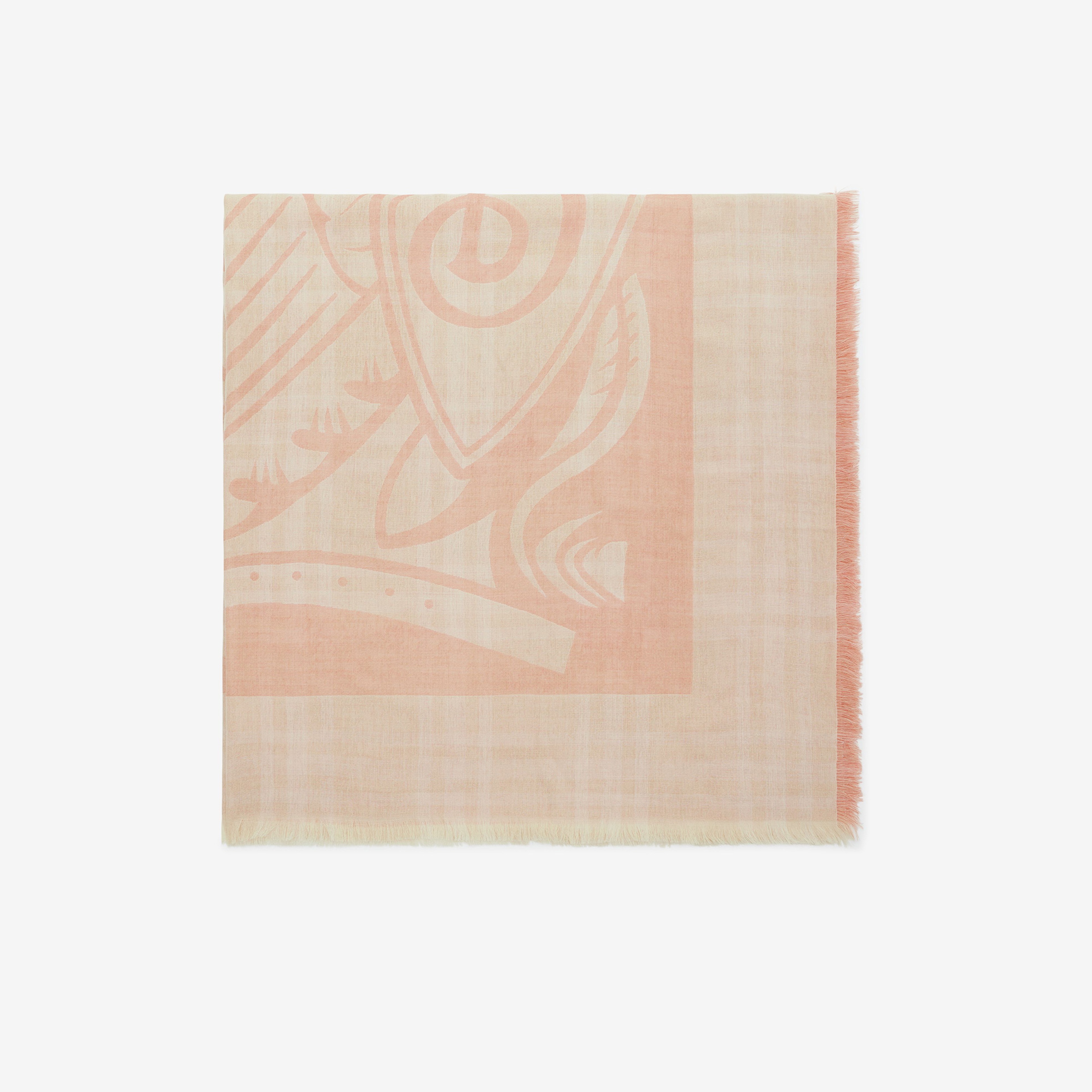 Burberry Tri Bar Edged Wool Blend Kadın Krem Şal