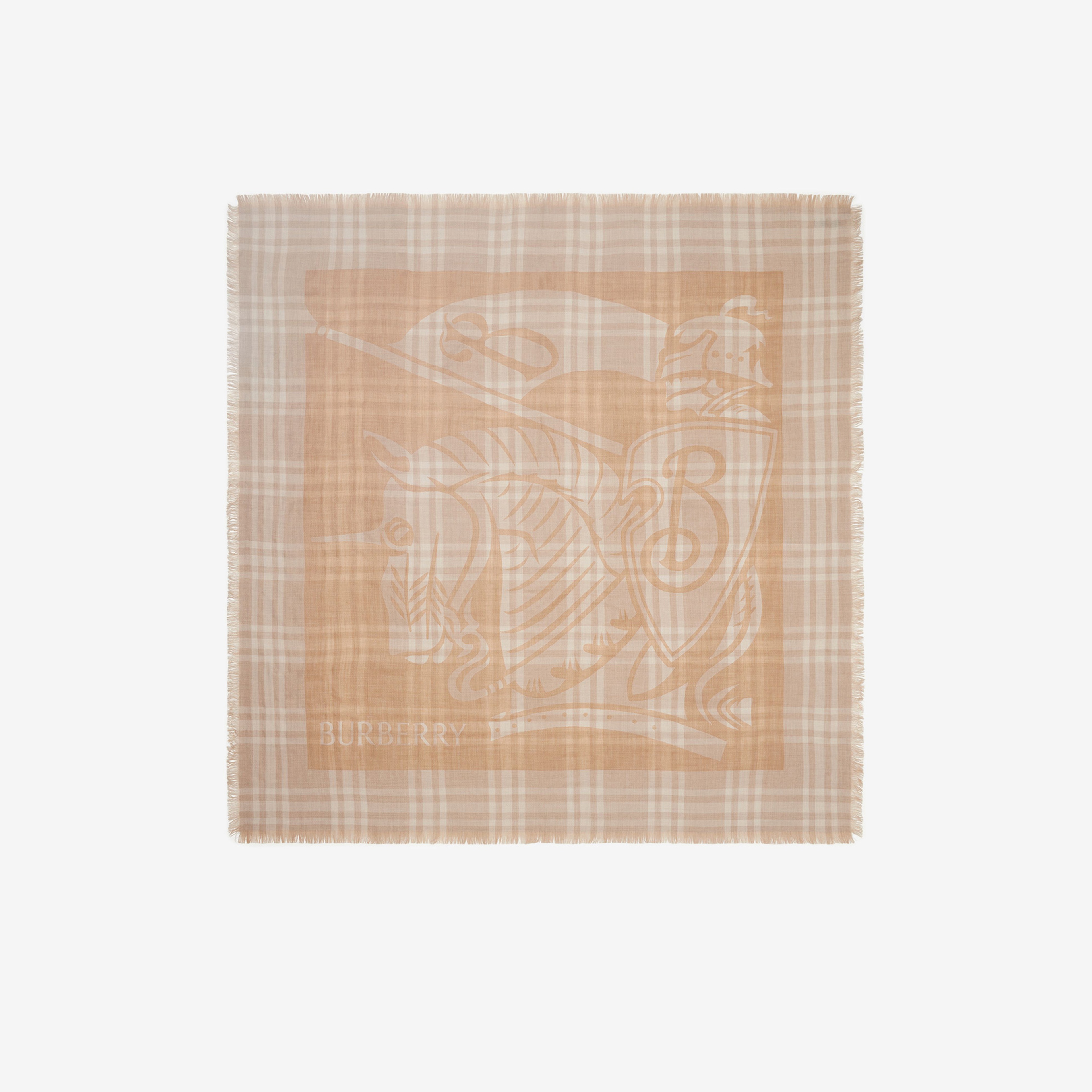 Burberry Tri Bar Edged Wool Blend Kadın Krem Şal