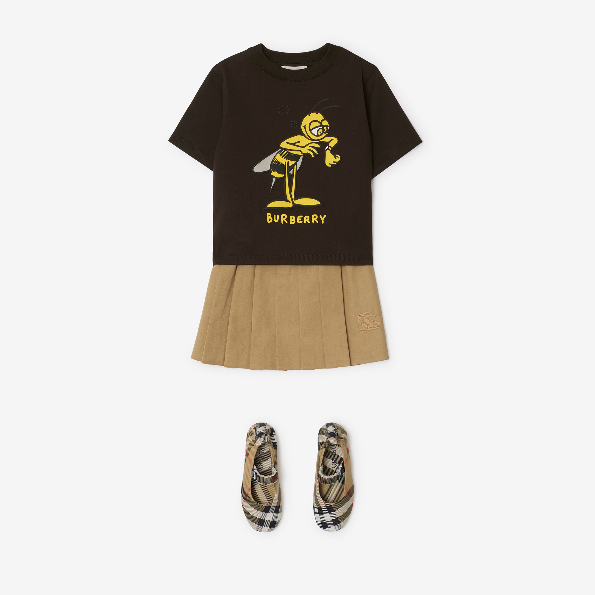 Burberry Cedar Punctu Bee Cotton Çocuk Kahverengi T-Shirt18