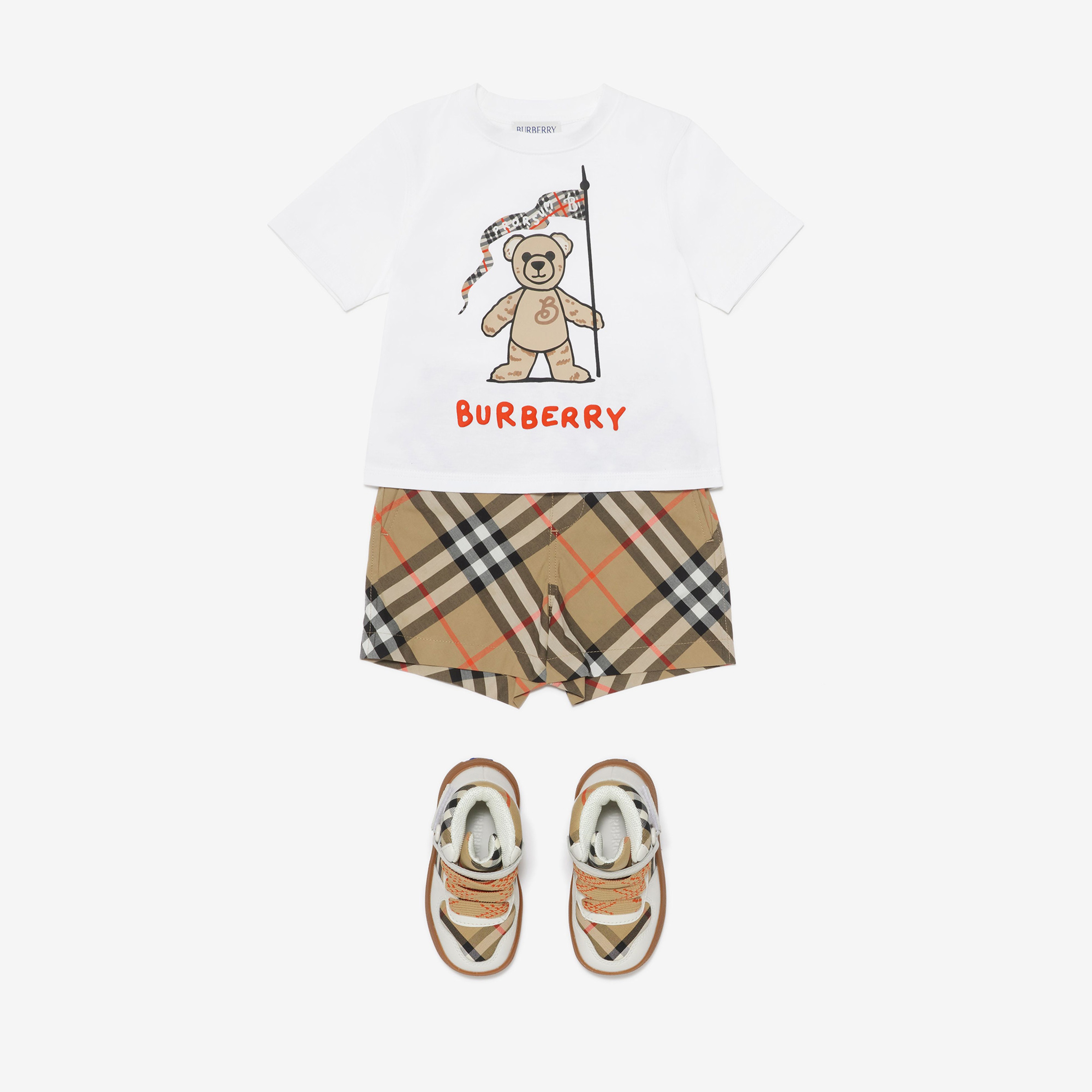 Burberry Cedar Thomas Bear Cotton Çocuk Beyaz T-Shirt