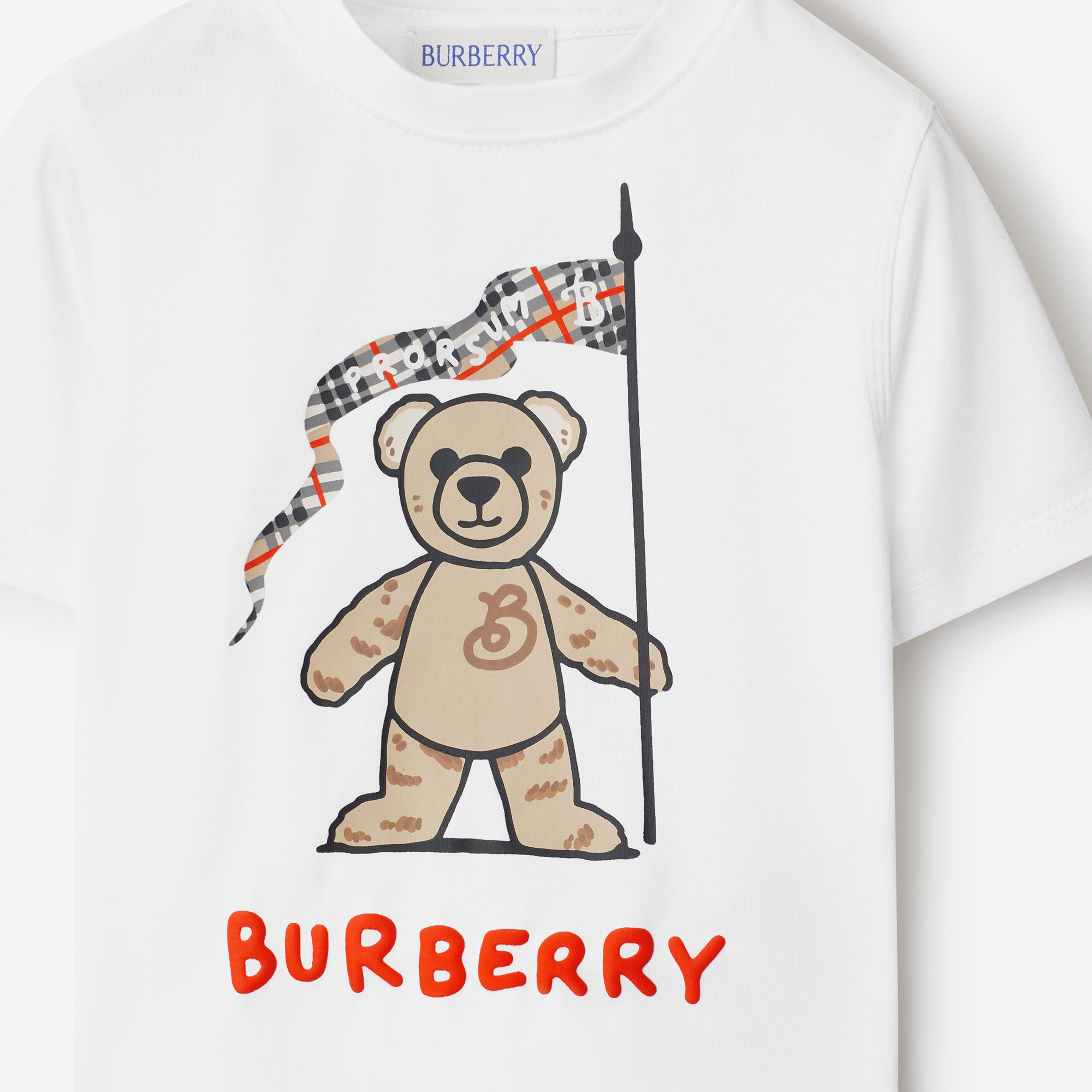 Burberry Cedar Thomas Bear Cotton Çocuk Beyaz T-Shirt