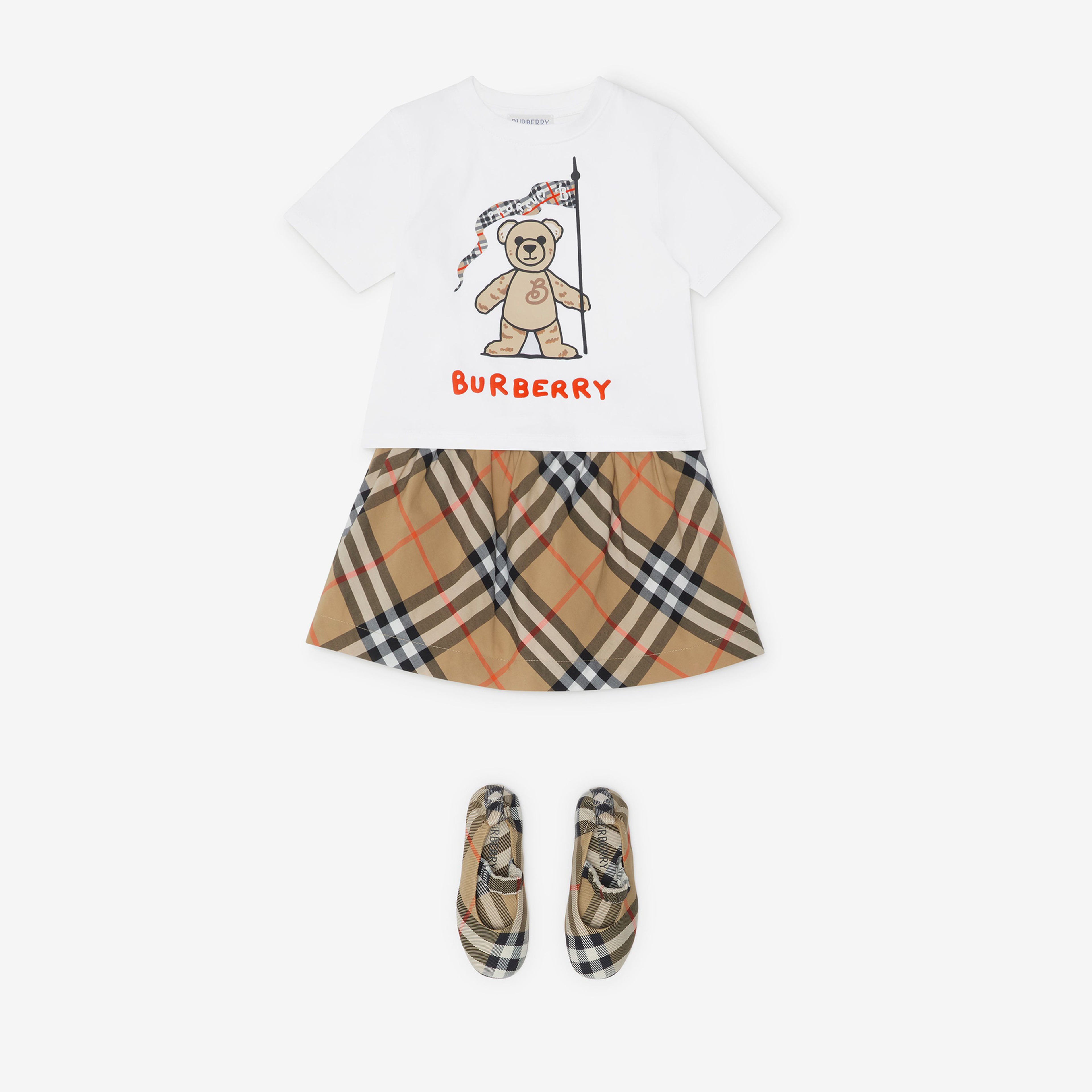 Burberry Cedar Thomas Bear Cotton Çocuk Beyaz T-Shirt