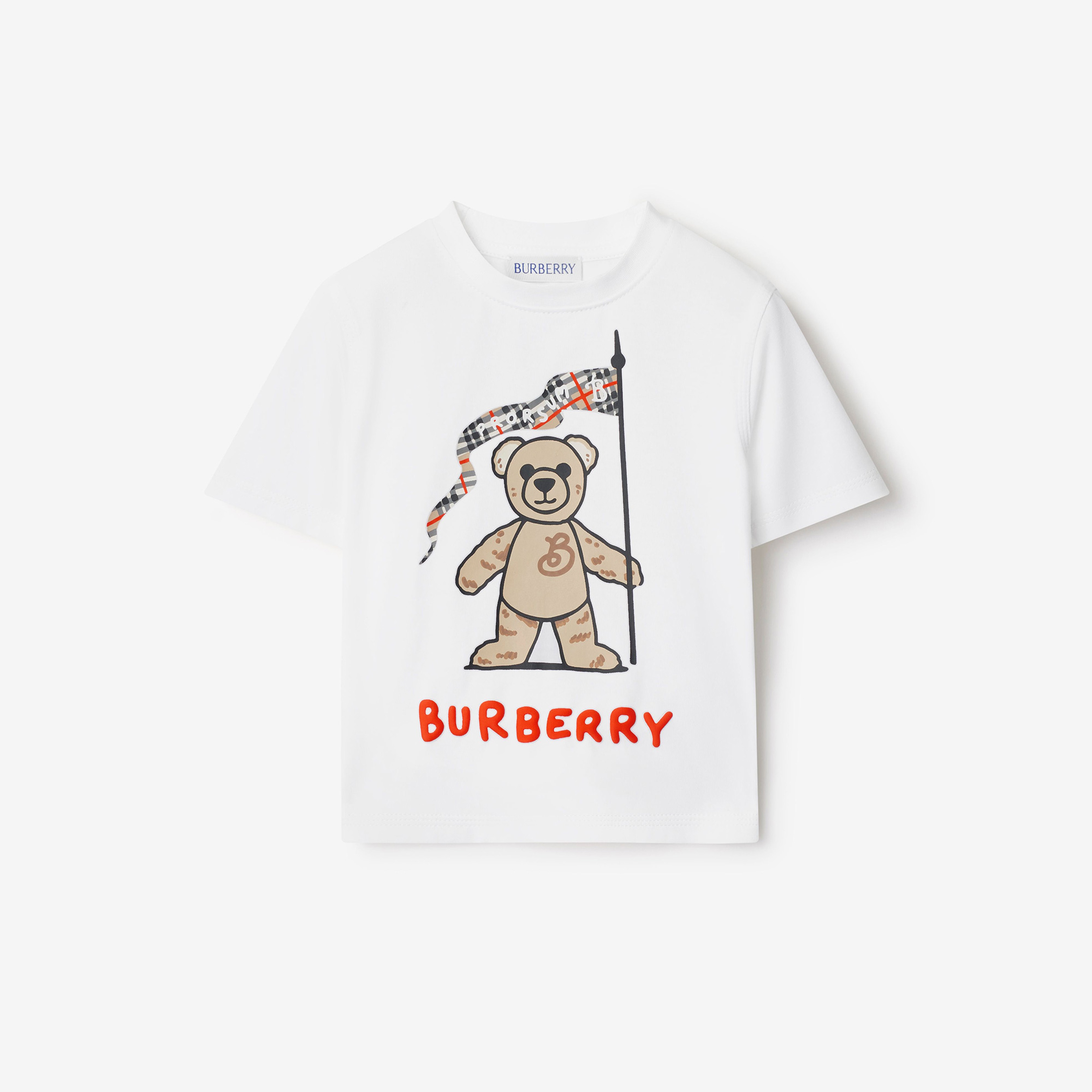 Burberry Cedar Thomas Bear Cotton Çocuk Beyaz T-Shirt