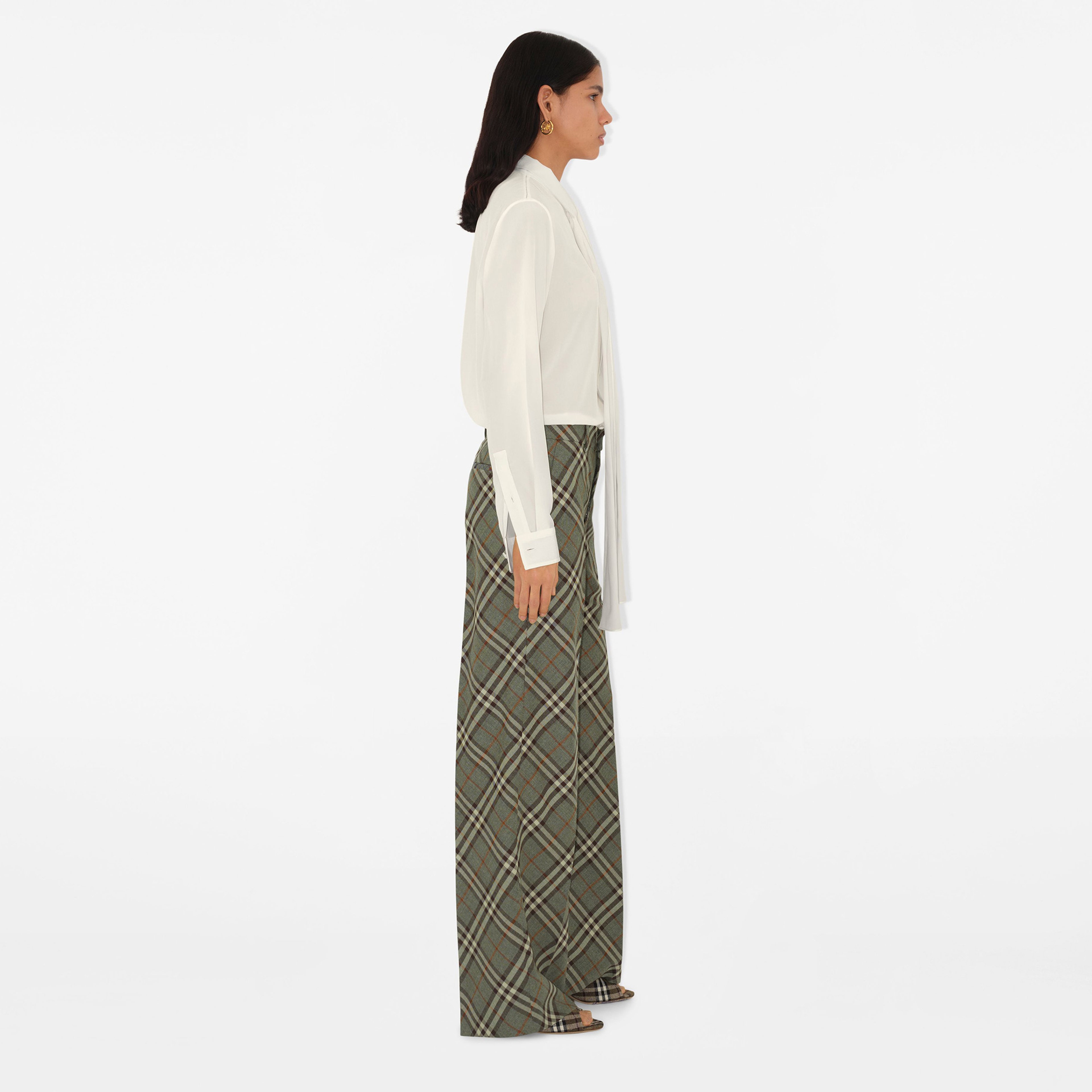 Burberry Wool Tailored Kadın Haki Pantolon