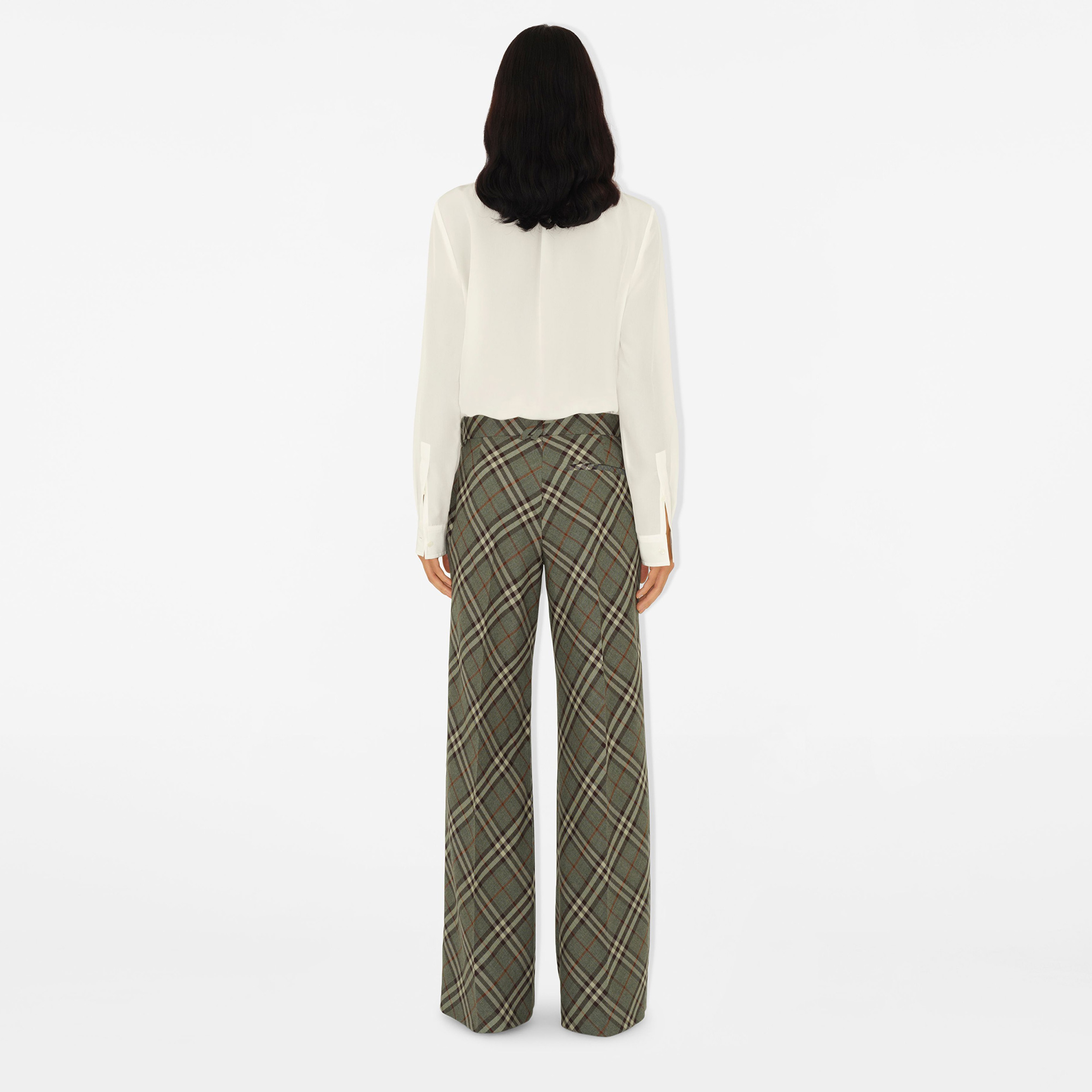 Burberry Wool Tailored Kadın Haki Pantolon