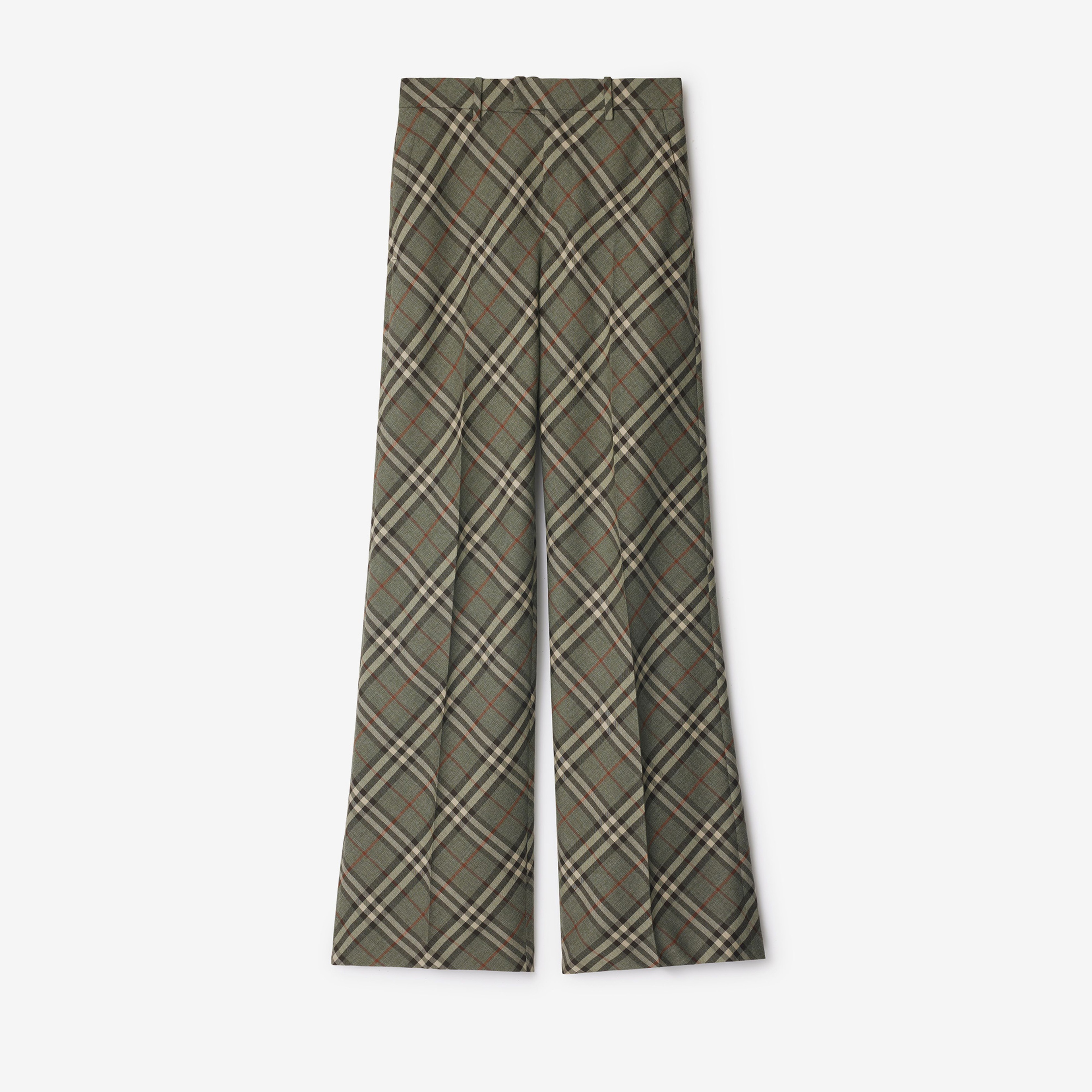Burberry Wool Tailored Kadın Haki Pantolon