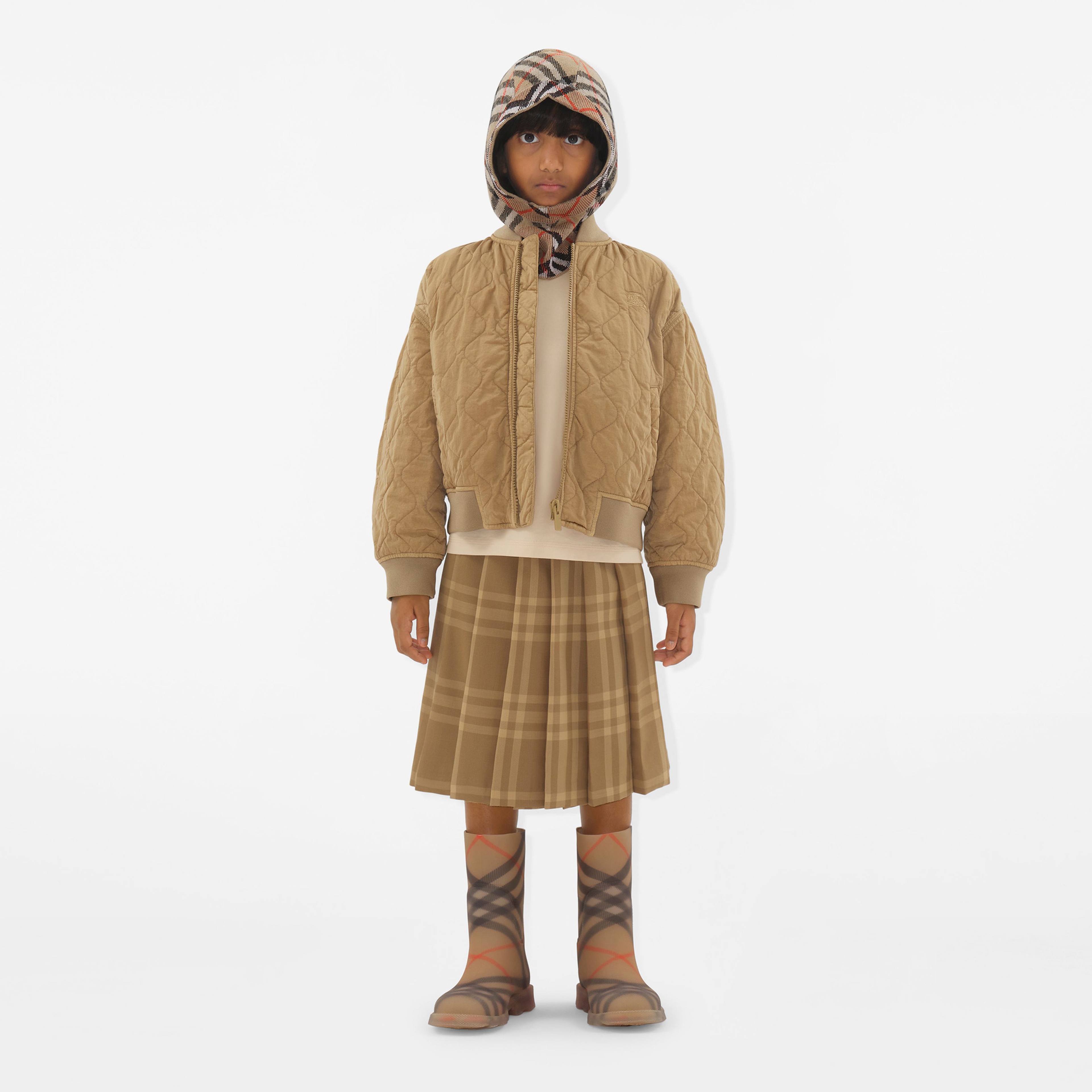 Burberry Mackie Quilted Nylon Bomber Çocuk Bej Mont