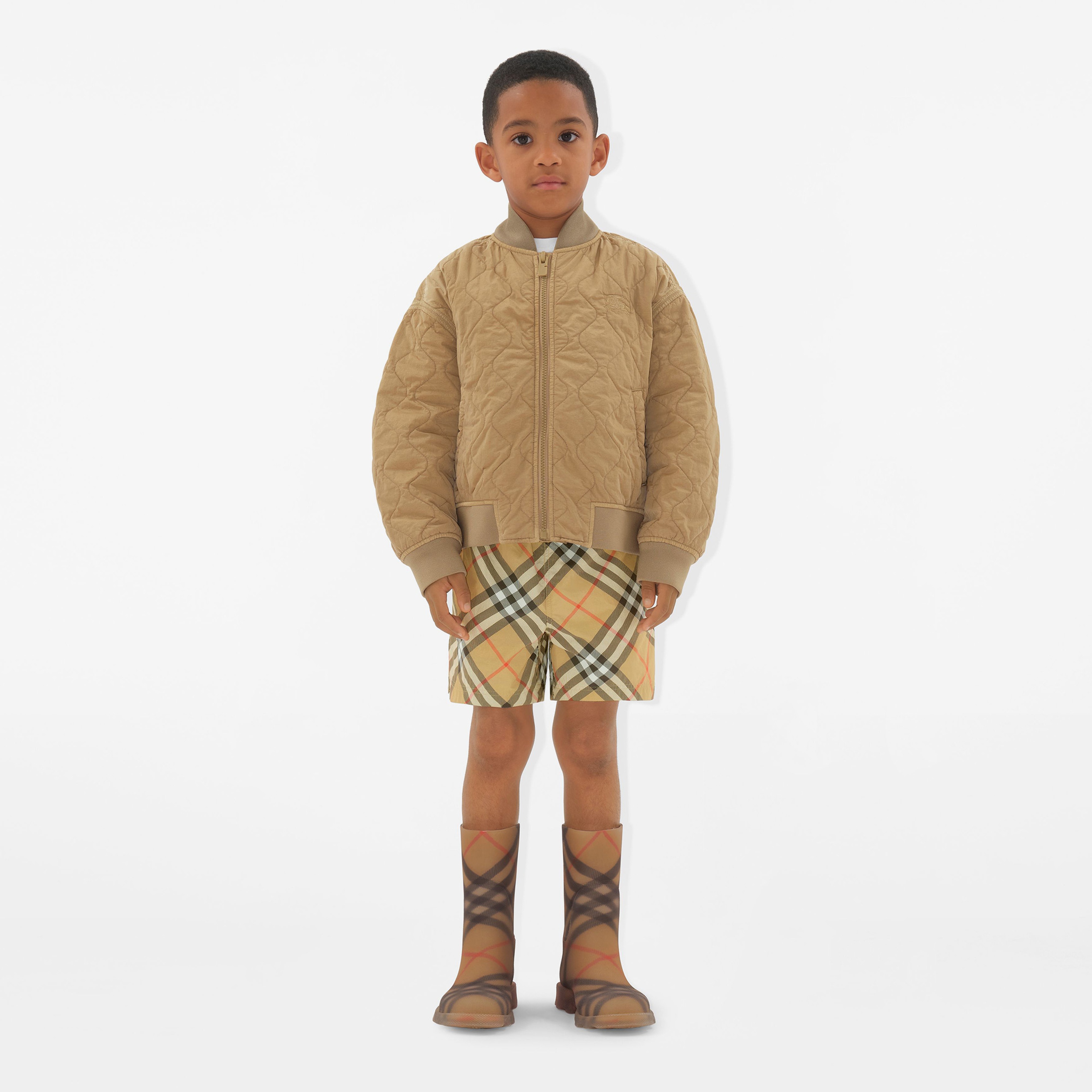 Burberry Mackie Quilted Nylon Bomber Çocuk Bej Mont