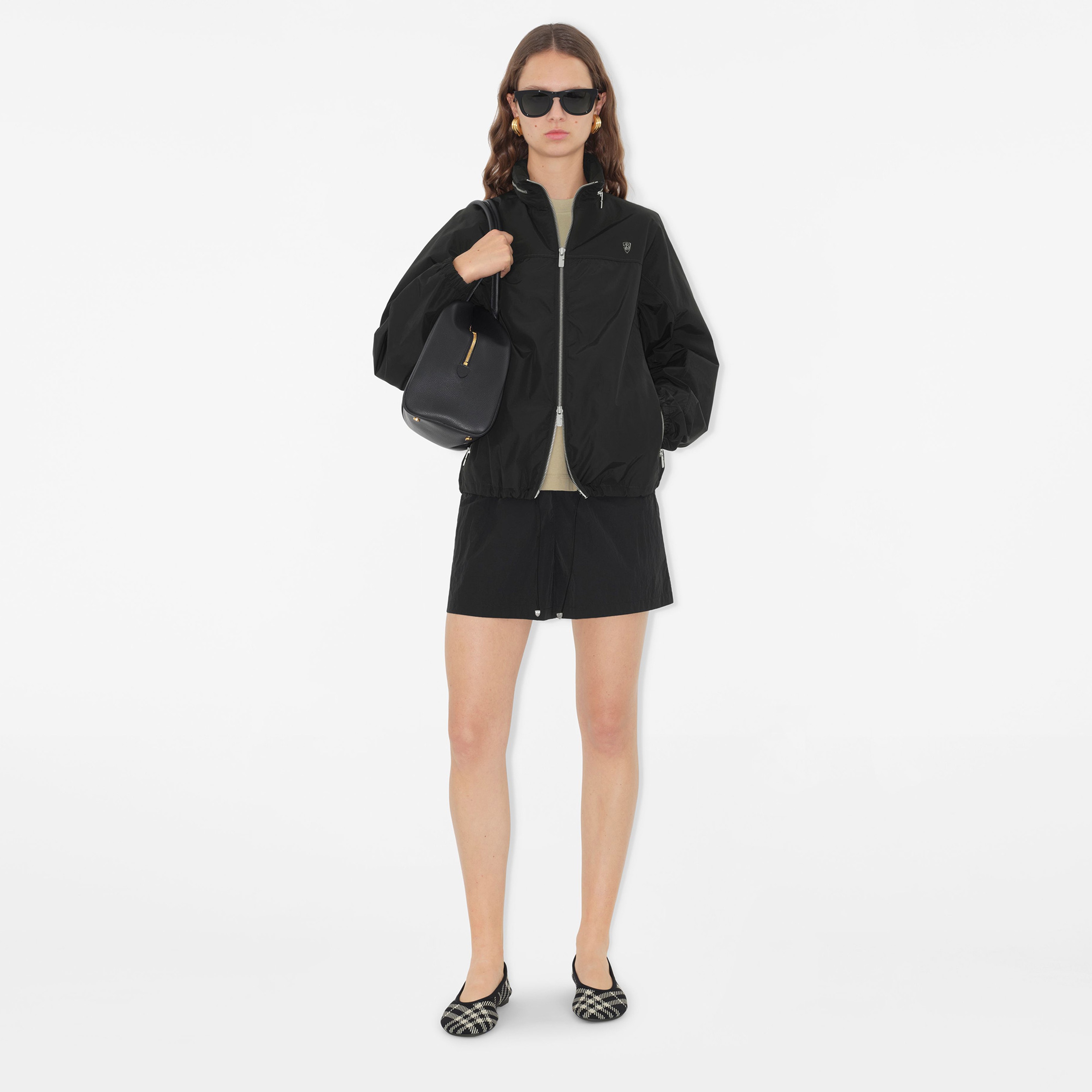 Burberry Giu Nylon Cotton Kadın Siyah Mont