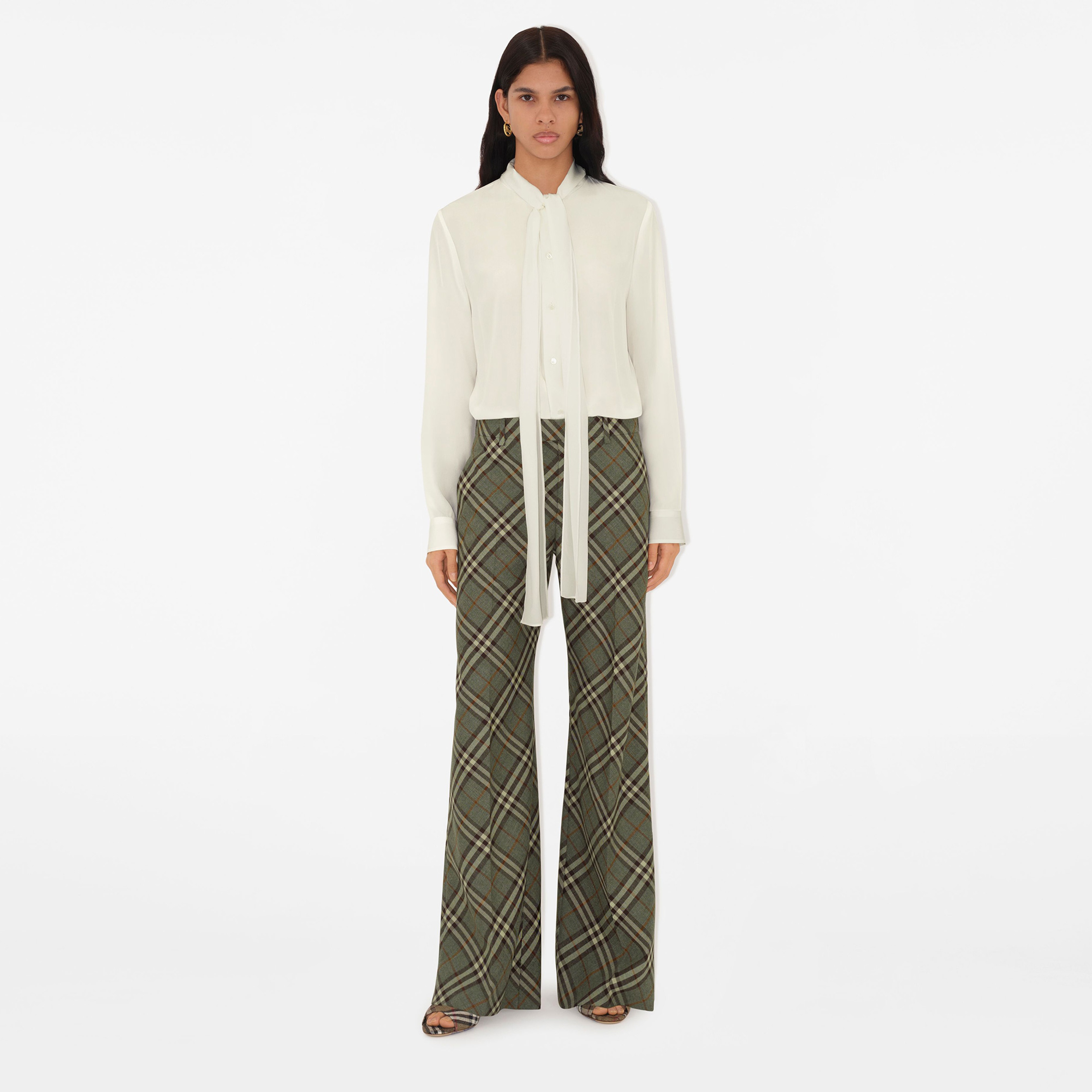 Burberry Wool Tailored Kadın Haki Pantolon