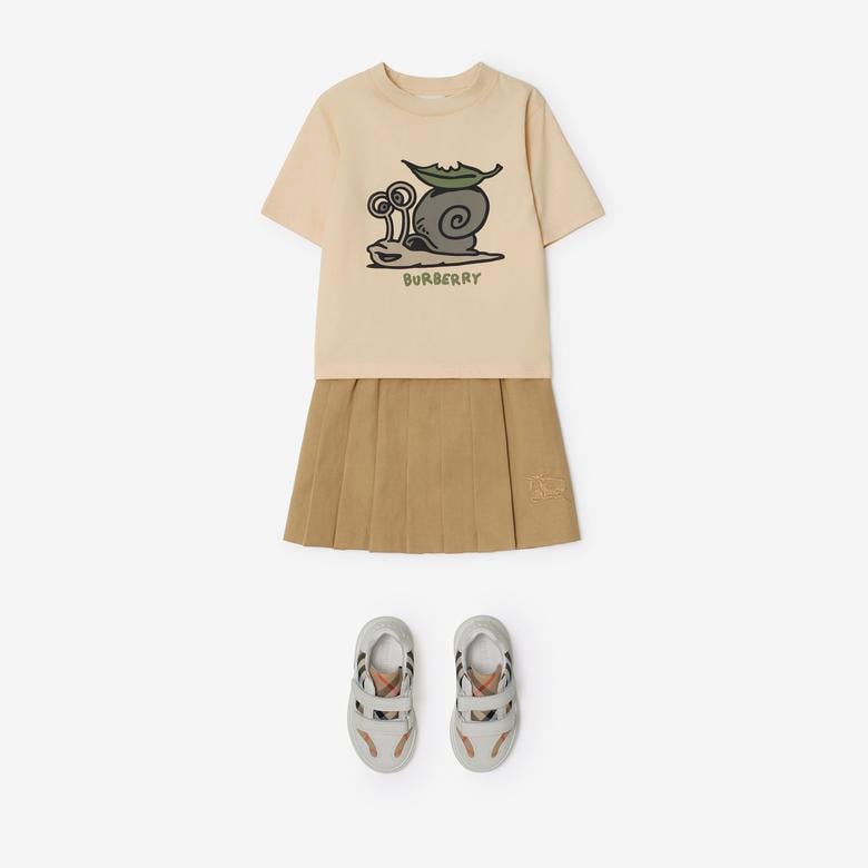 Burberry Cedar Snail Cotton Çocuk Krem T-Shirt