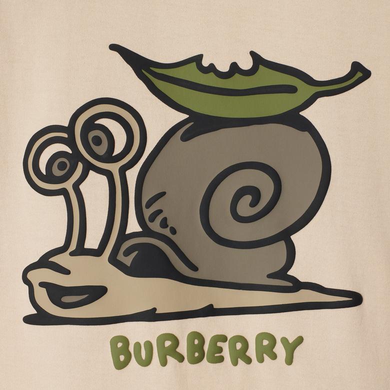 Burberry Cedar Snail Cotton Çocuk Krem T-Shirt