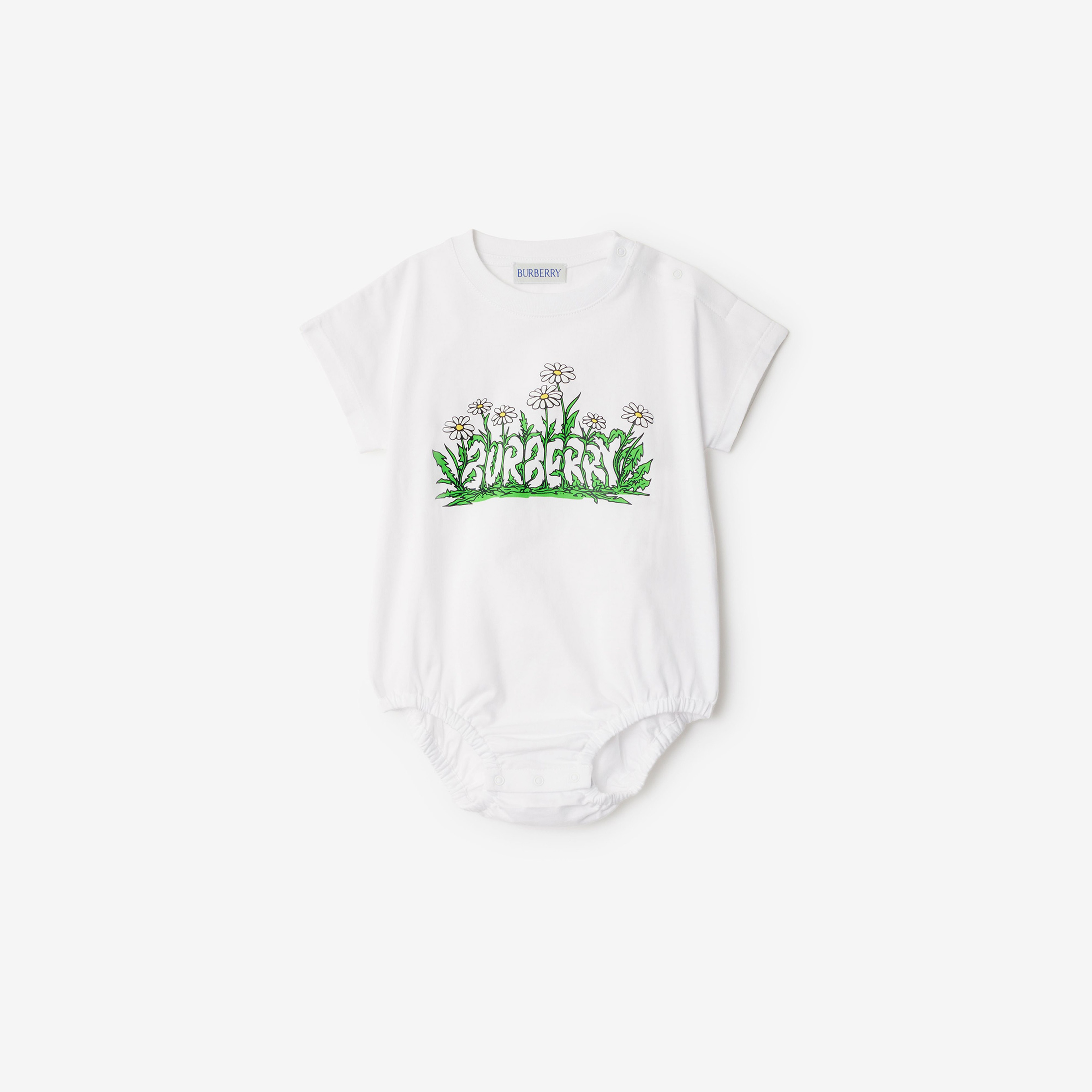 Burberry Berta Daisy Logo Cotton Bodysuit Çocuk Beyaz T-Shirt