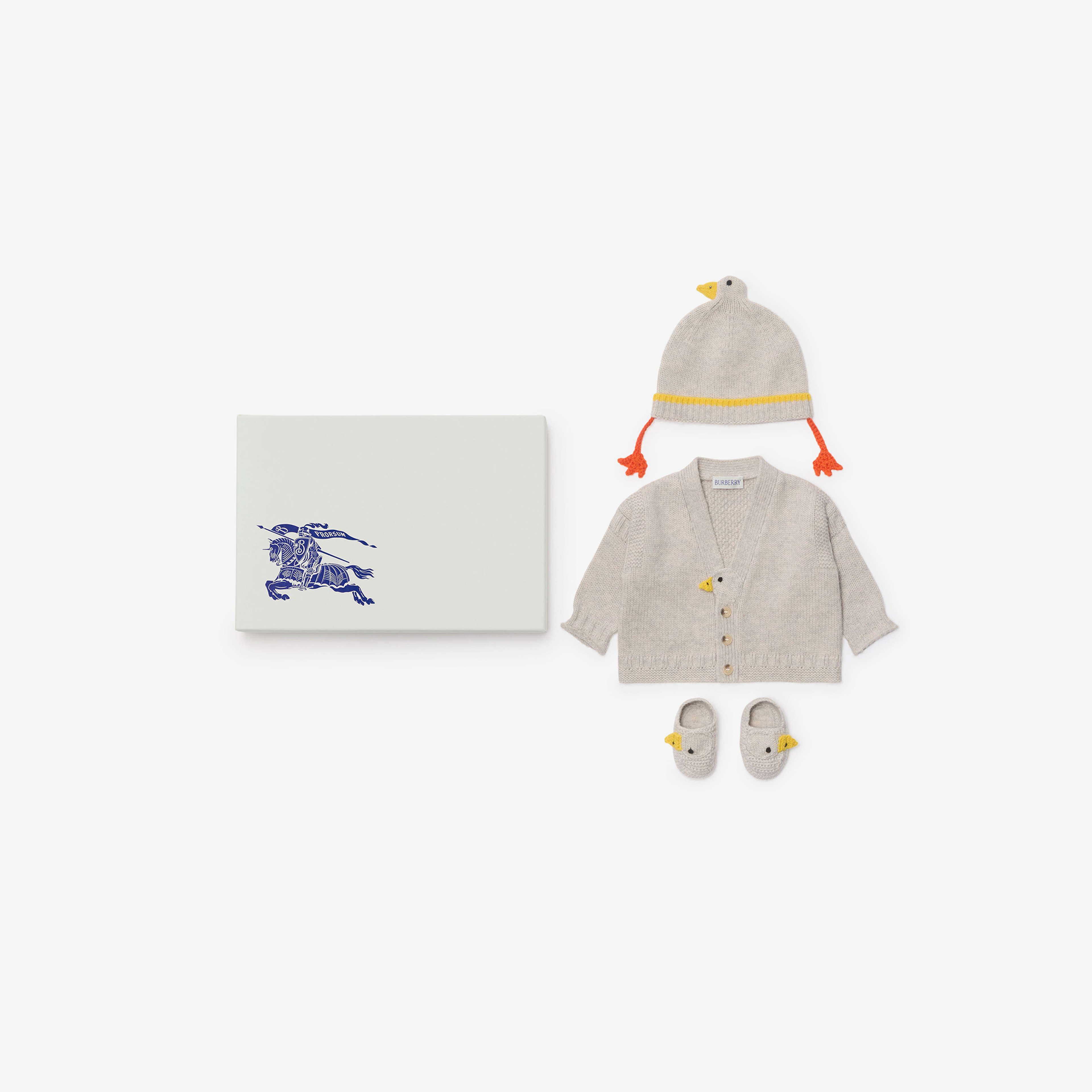 Burberry Duck Wool Cashmere Three-Piece Çocuk Gri Hediye Seti