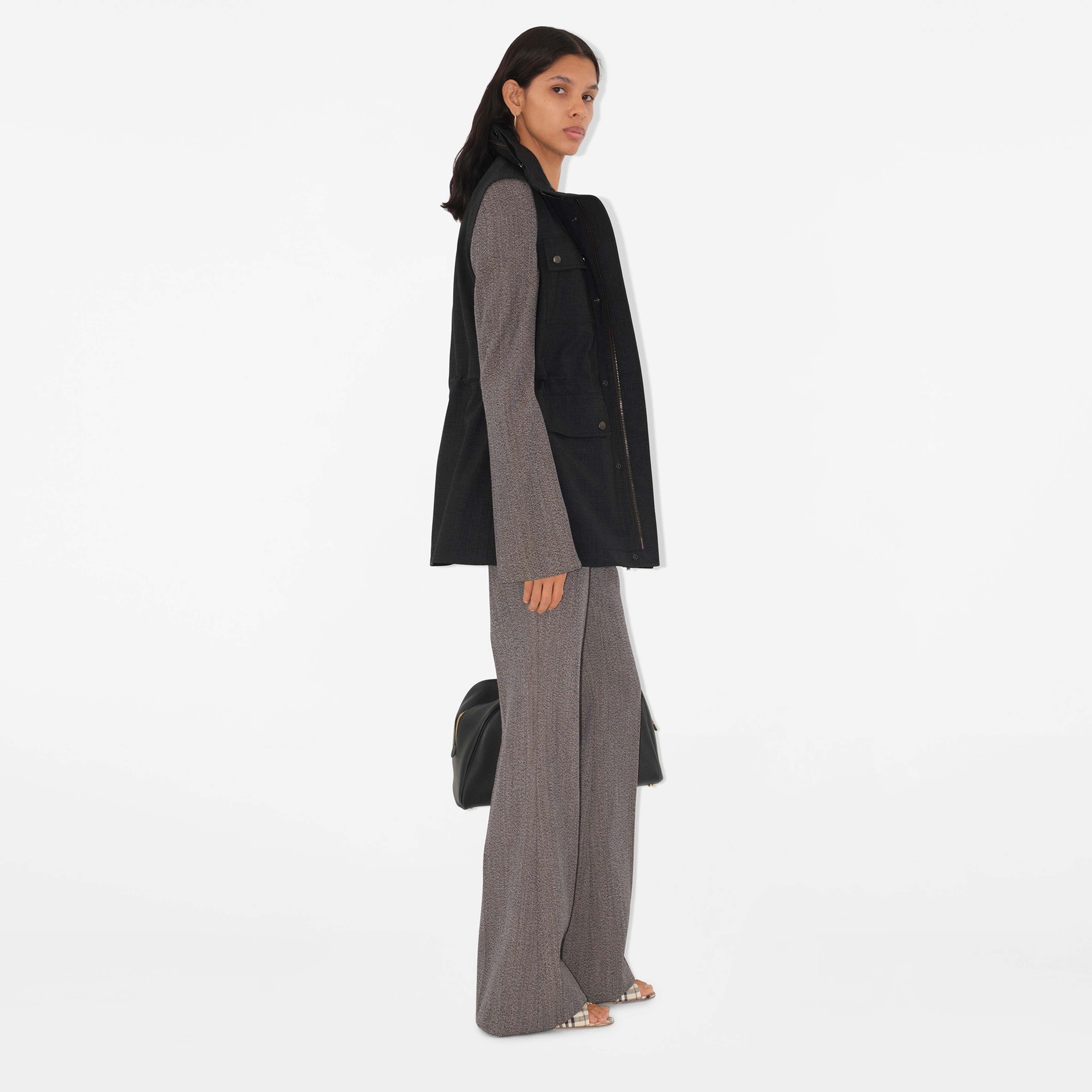 Burberry Tec Bonded Wool Gilet Kadın Gri Mont