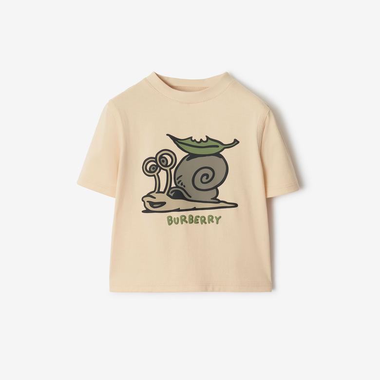 Burberry Cedar Snail Cotton Çocuk Krem T-Shirt